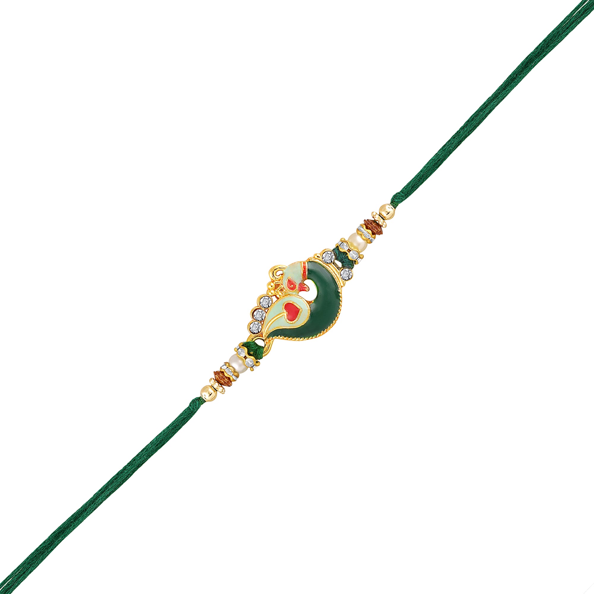 Enamel Peacock-Shaped Rakhi for Brother