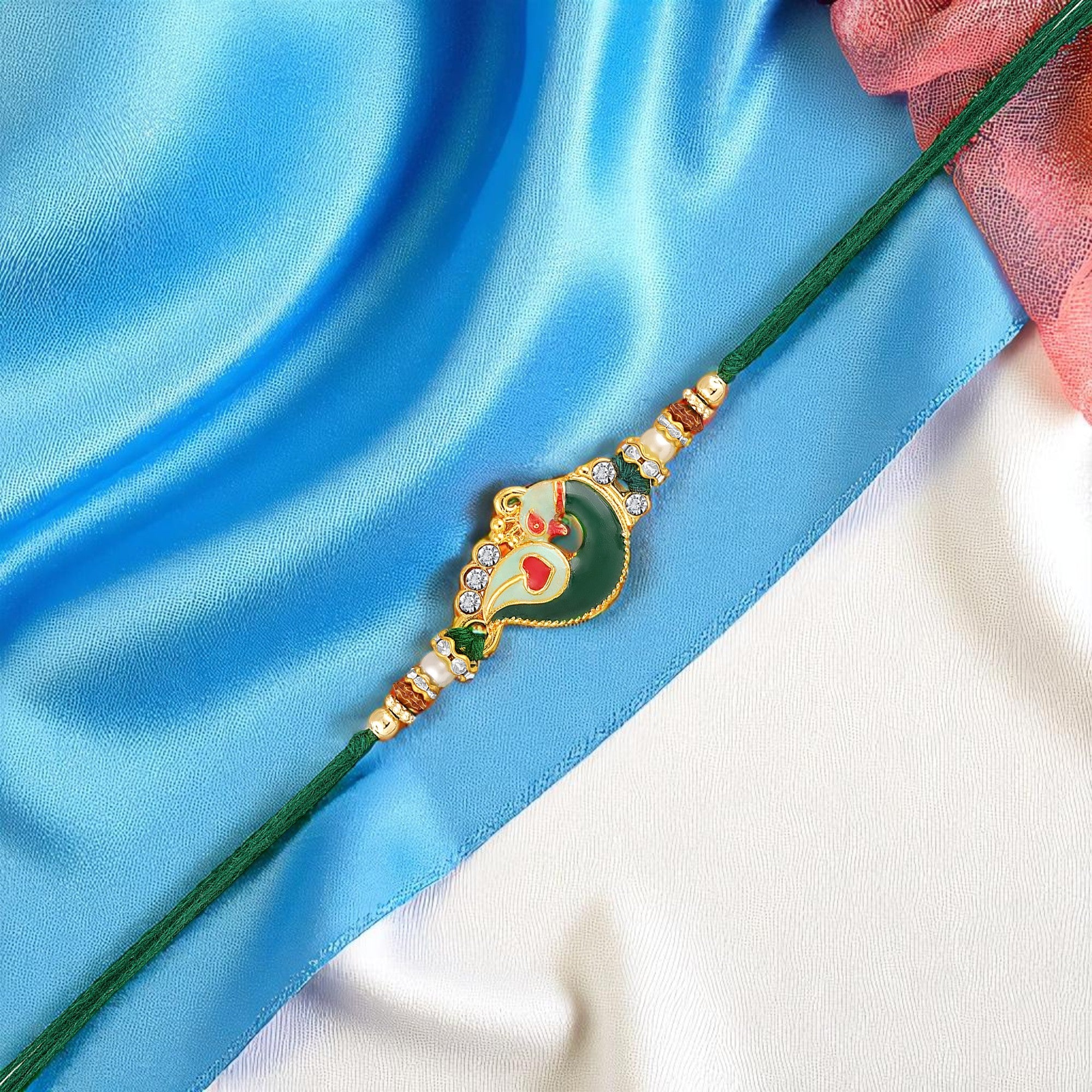 Enamel Peacock-Shaped Rakhi for Brother