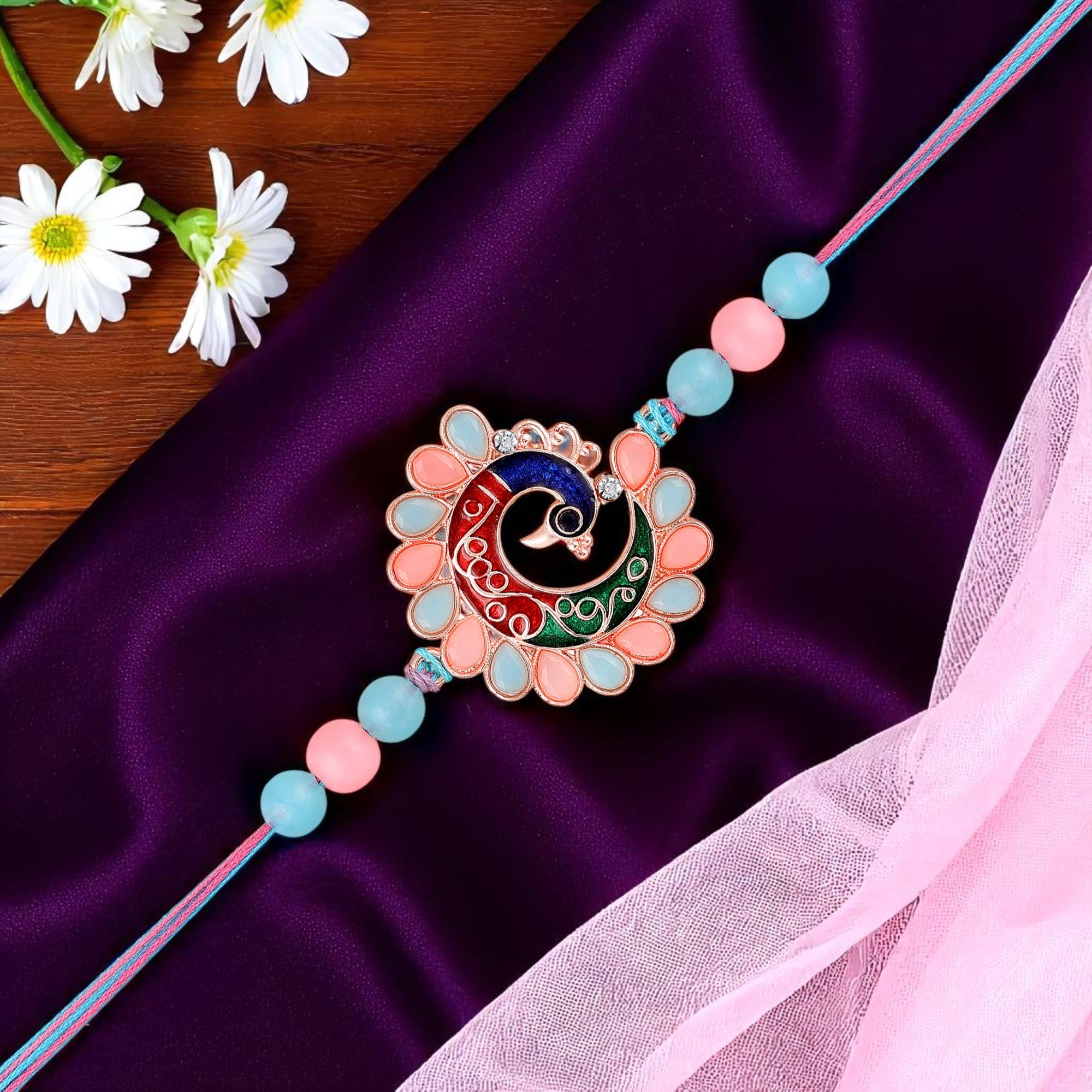 Colorful Peacock-Shaped Rakhi for Brother