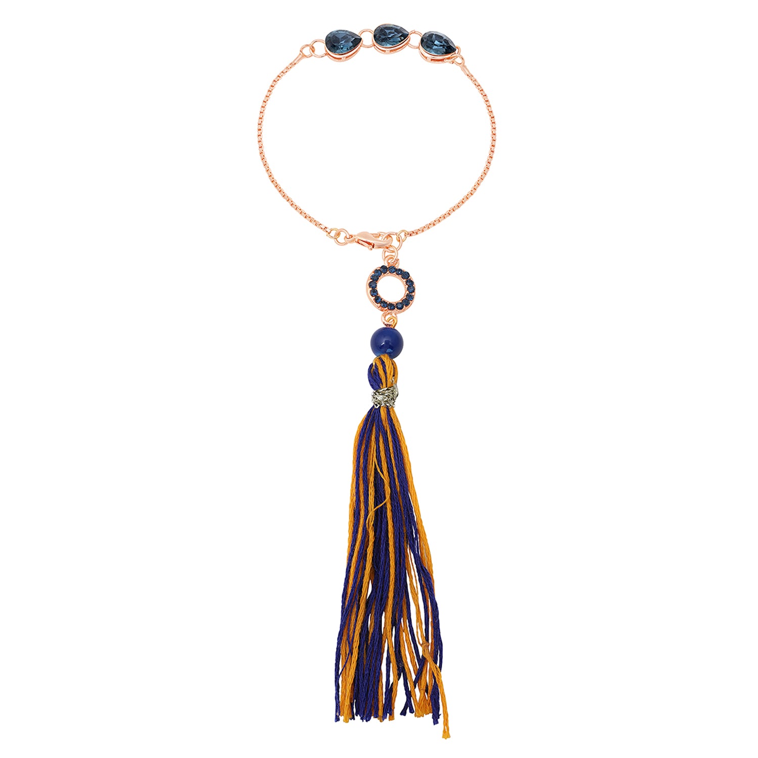 Water Drop Shape Monatana Blue Lumba Rakhi with Tassel