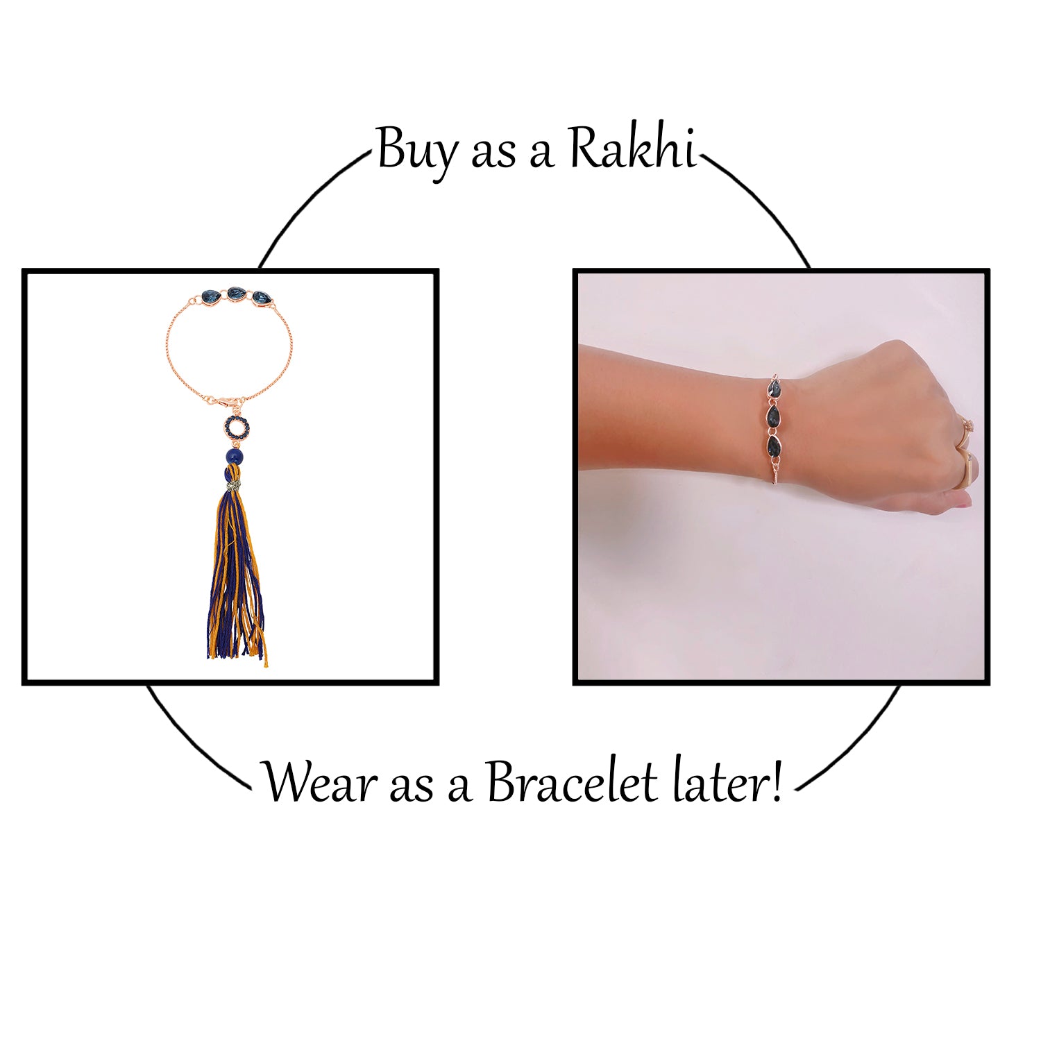 Water Drop Shape Monatana Blue Lumba Rakhi with Tassel