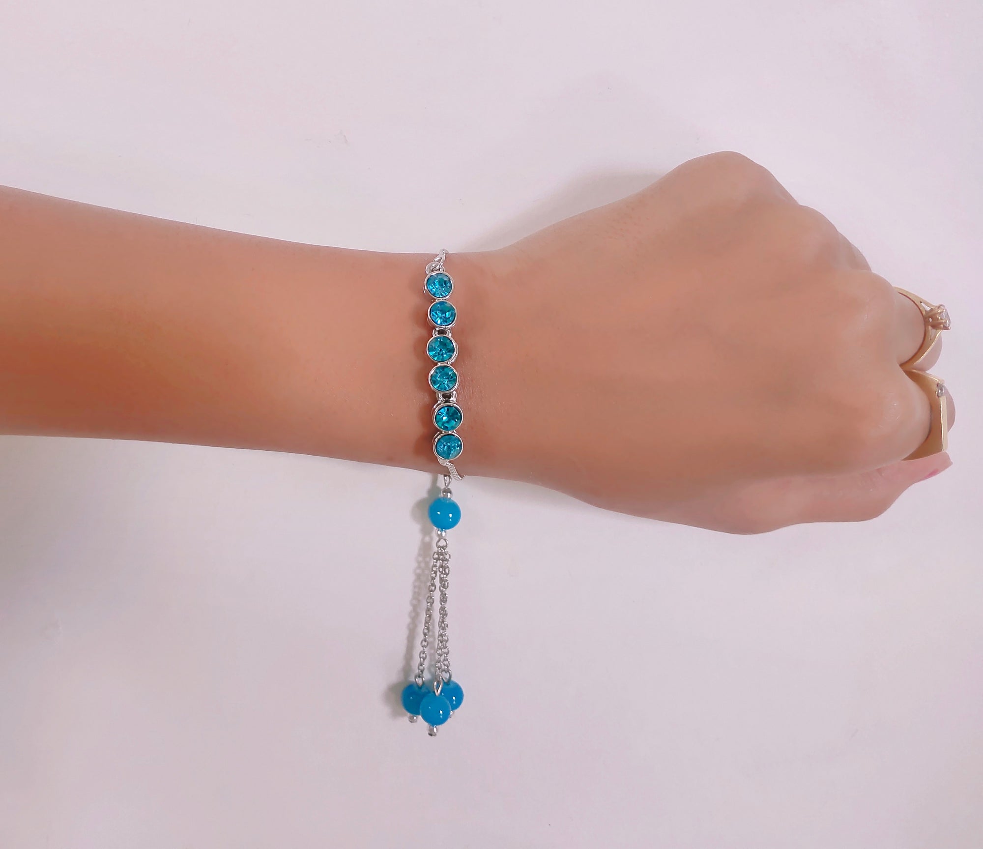 Blue Crystals Lumba Rakhi