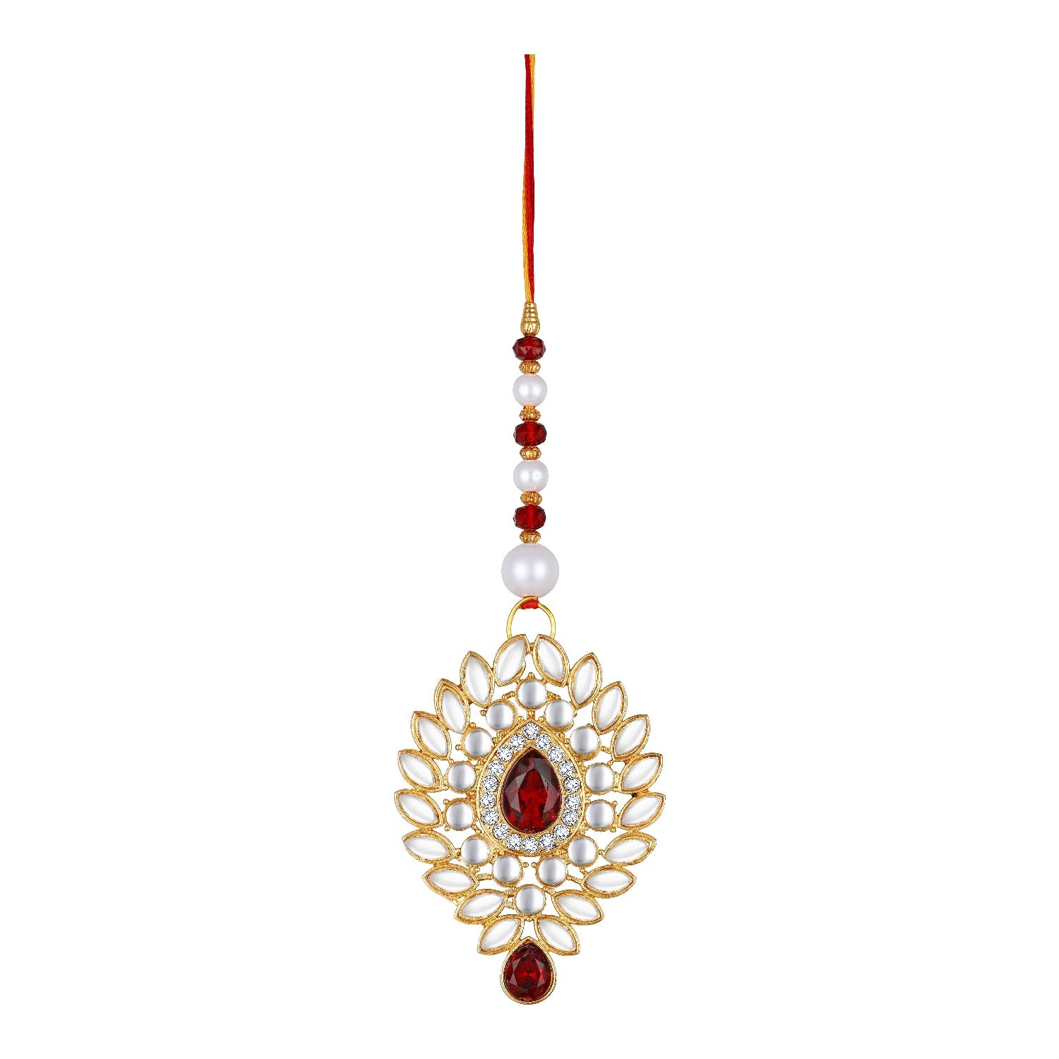 Leaf Shape Red and White Lumba Rakhi