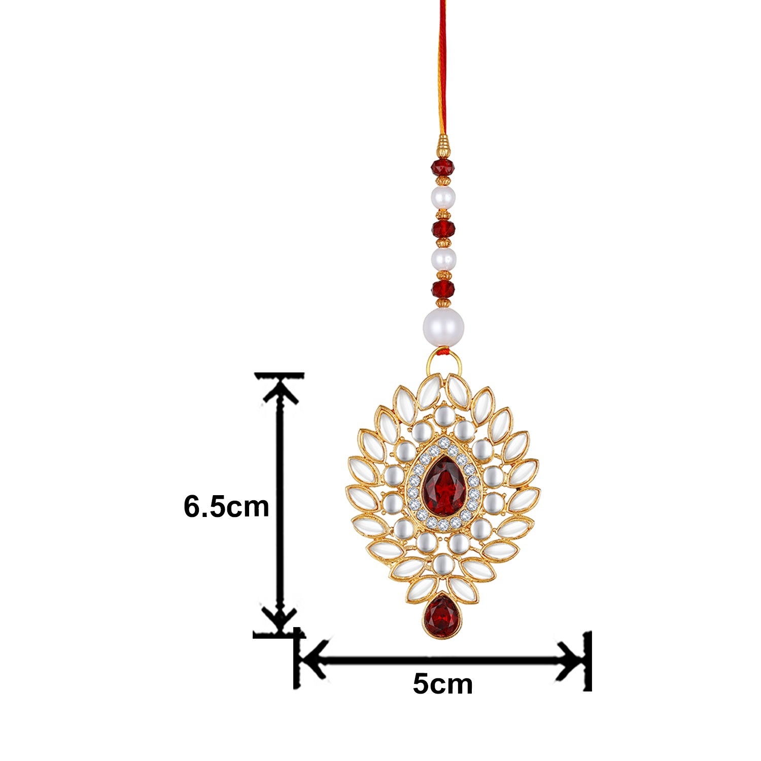Leaf Shape Red and White Lumba Rakhi