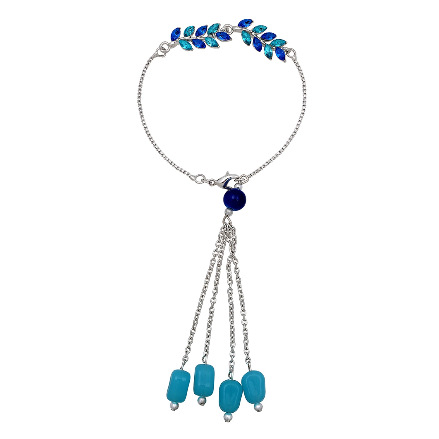 Leaf Shaped Lumba Rakhi Bracelet for Bhabhi with Crystals