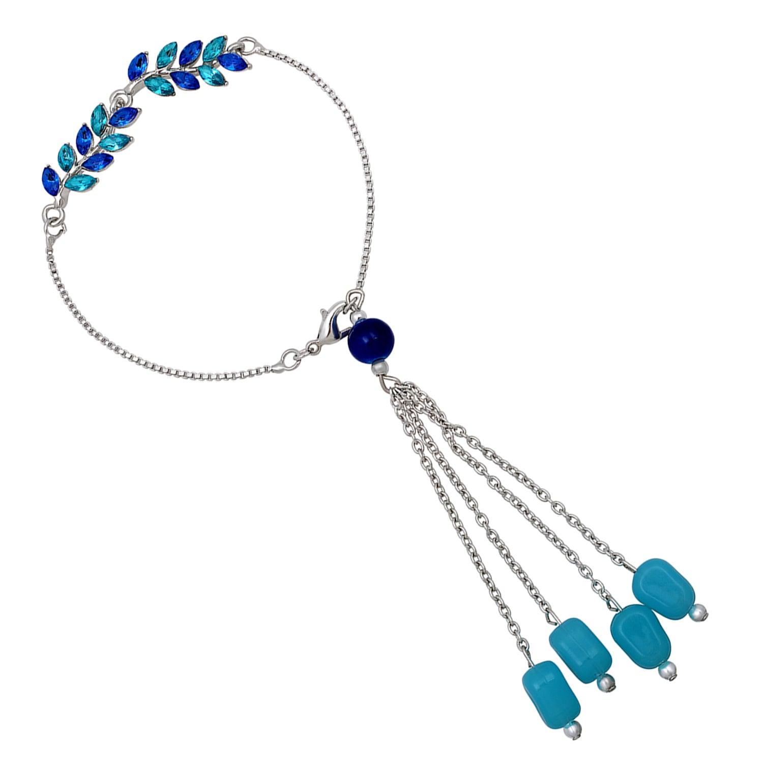 Leaf Shaped Lumba Rakhi Bracelet for Bhabhi with Crystals