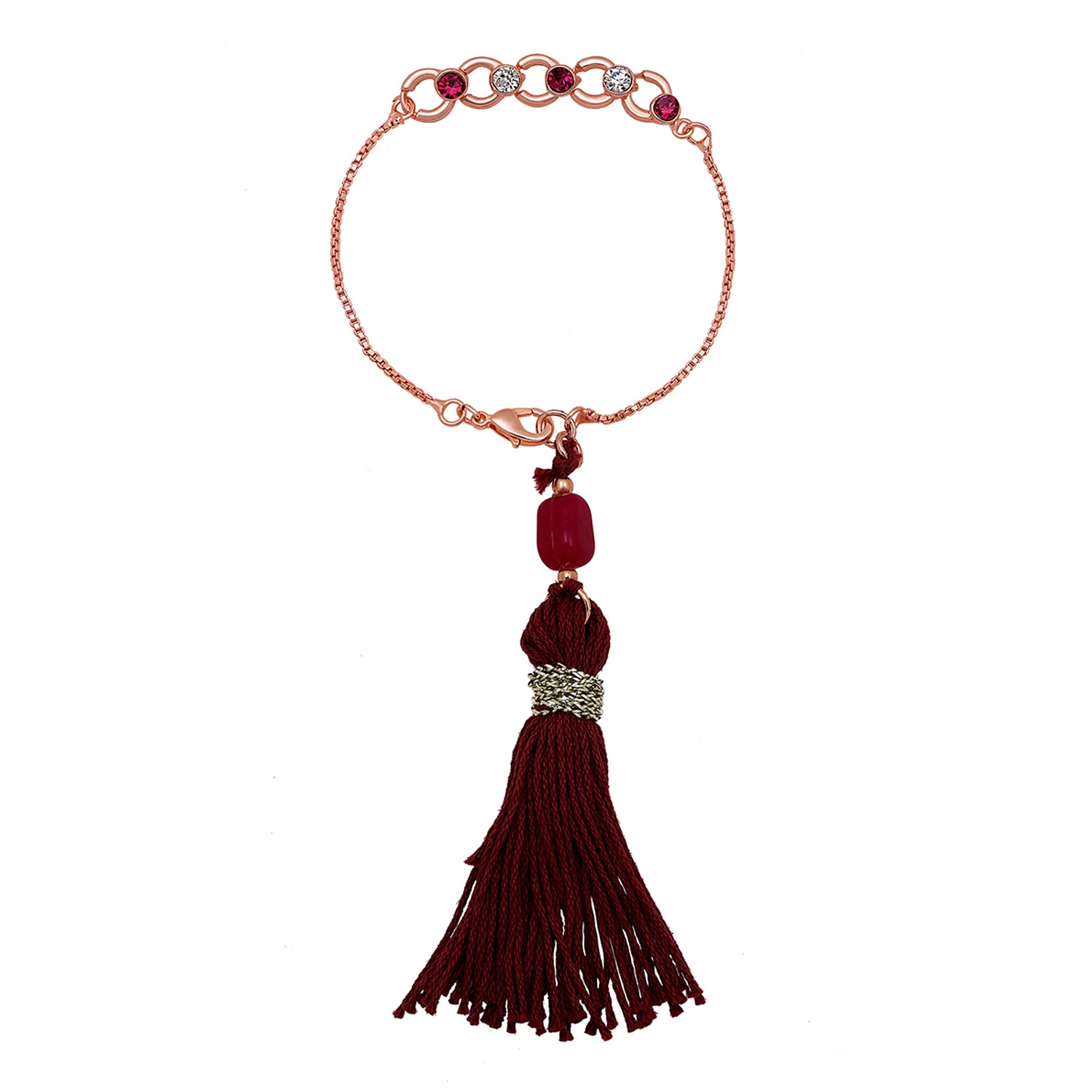 Pink and White Circular Link Lumba Rakhi