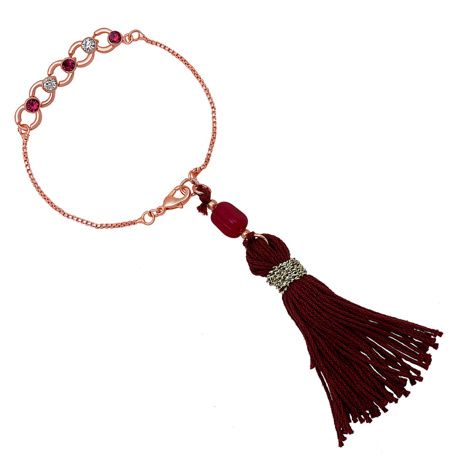 Pink and White Circular Link Lumba Rakhi