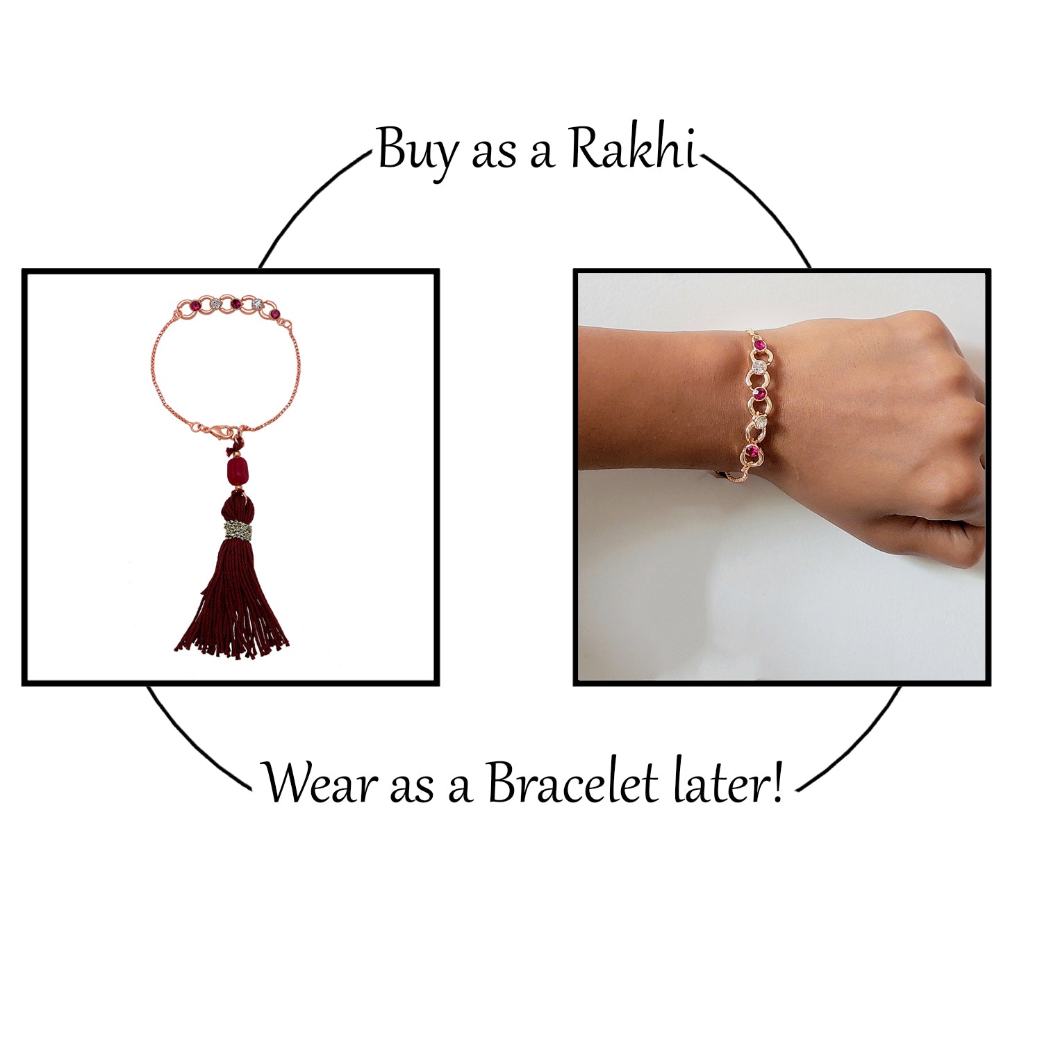 Pink and White Circular Link Lumba Rakhi