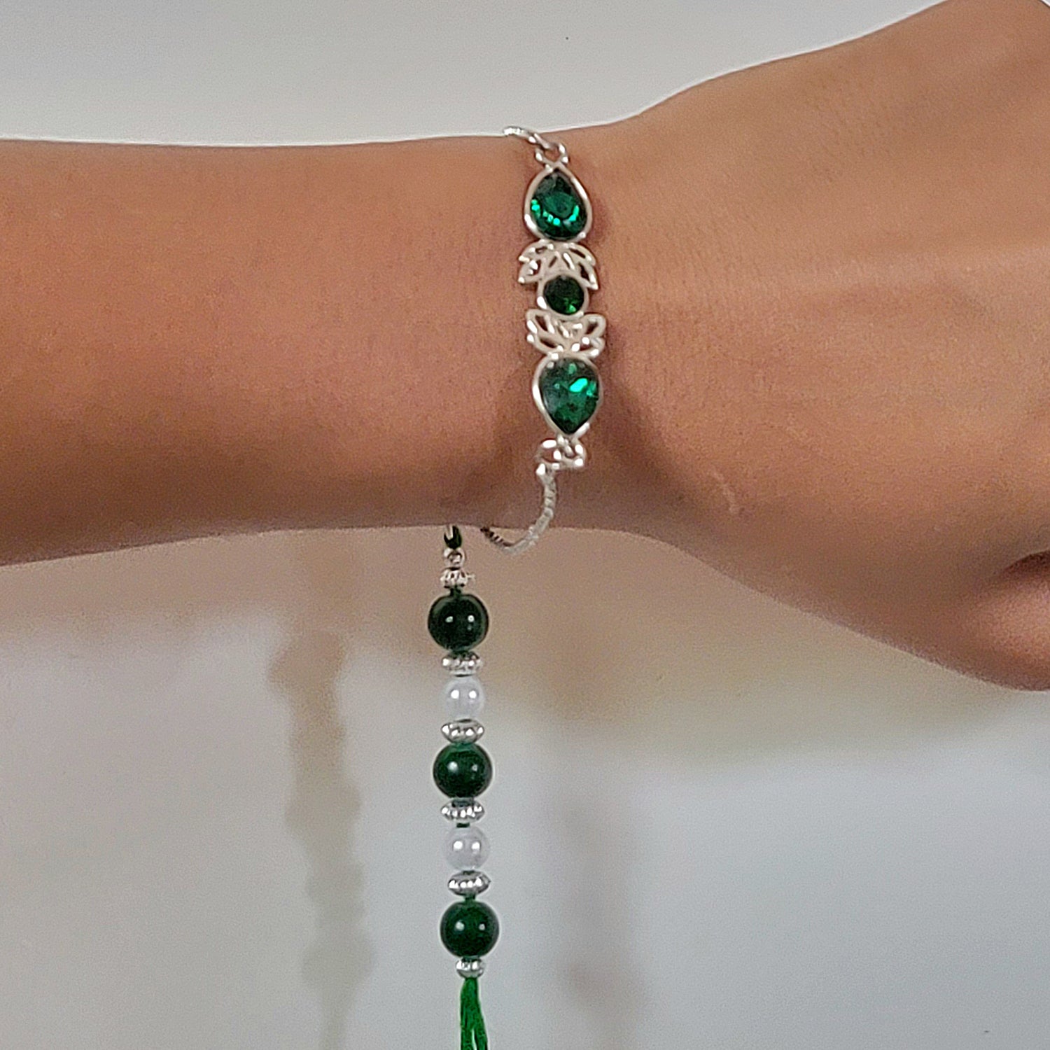 Green Water Drop Lumba Rakhi