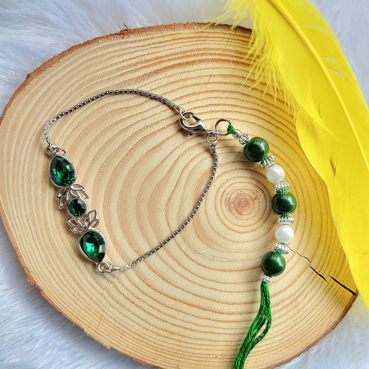 Green Water Drop Lumba Rakhi