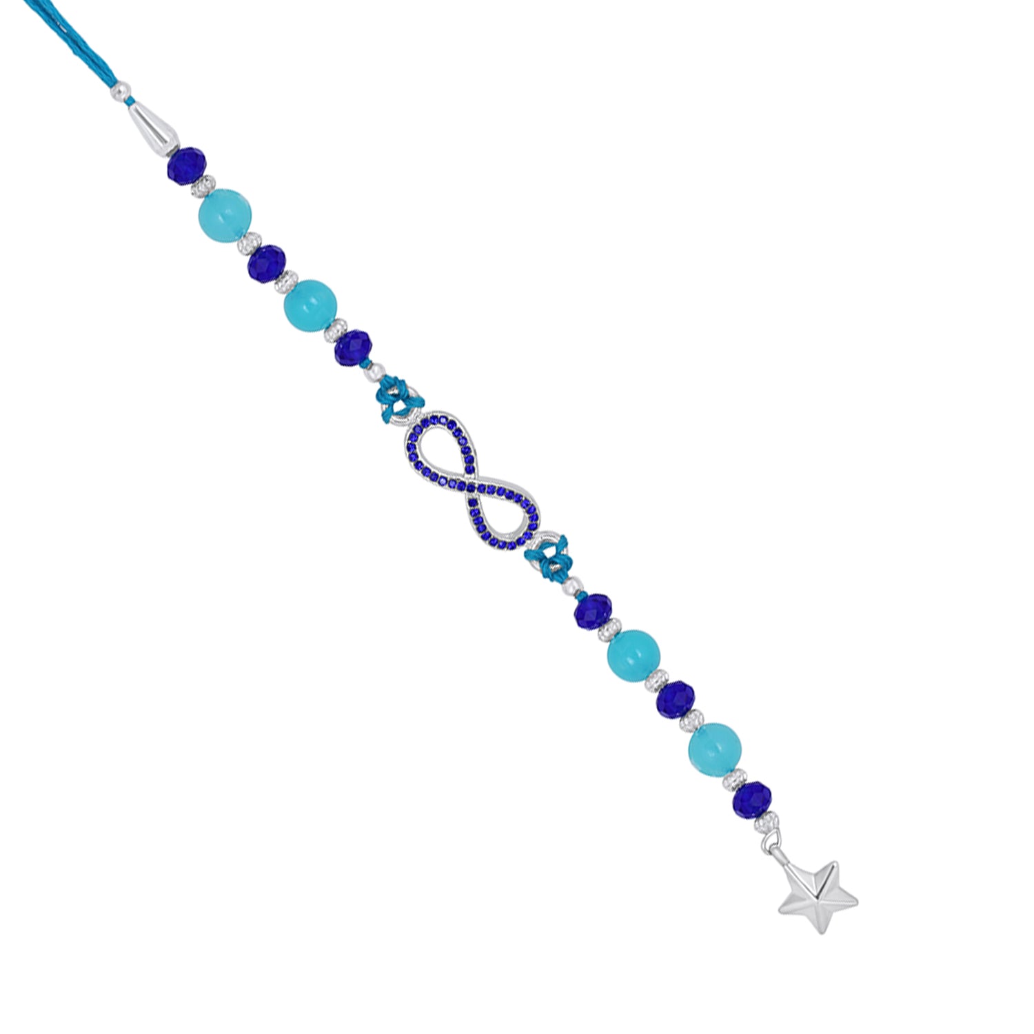 Infinity Shape Blue Crystal Studed Lumba Rakhi