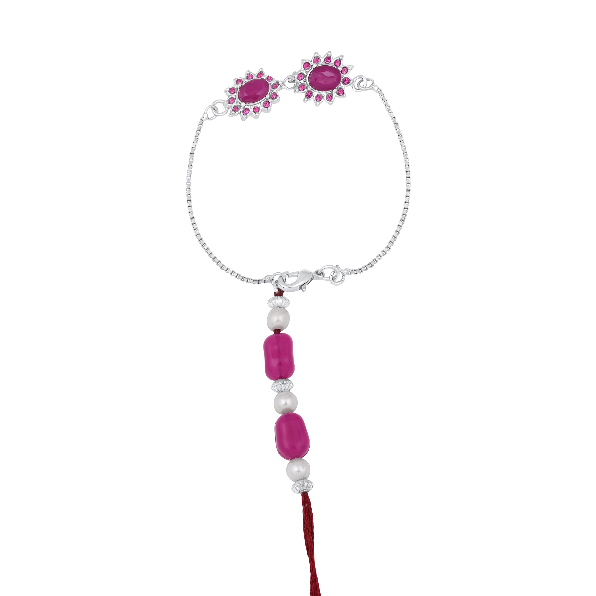 Pink Crystals Floral Lumba Rakhi