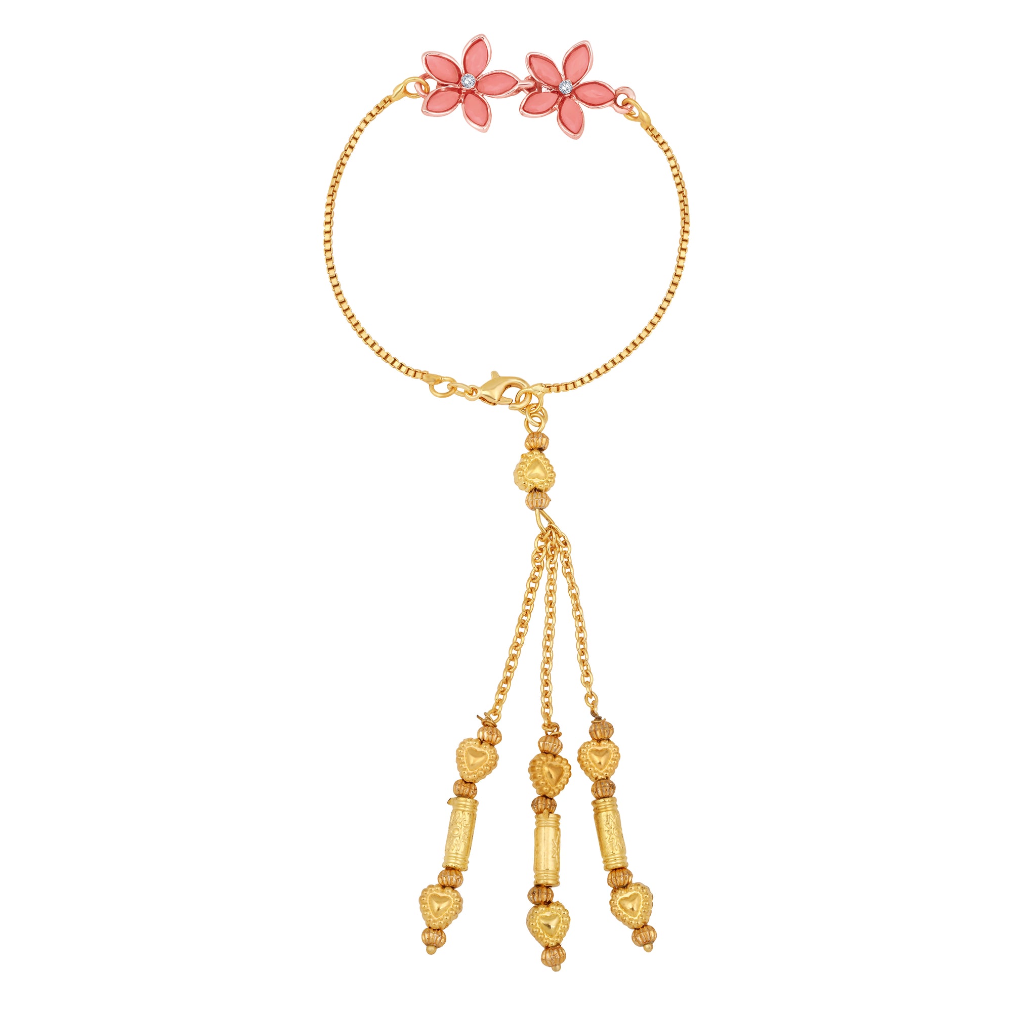 Carrot Pink Crystals Floral Lumba Rakhi