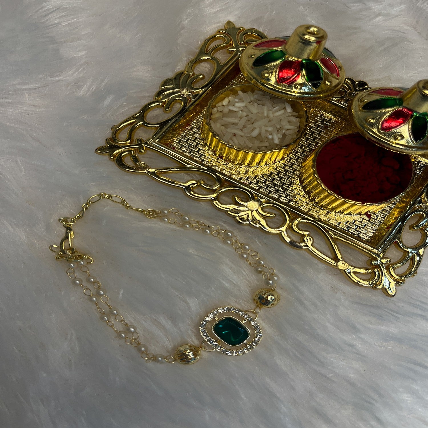 Classic Kundan Studded Ethnic Lumba Rakhi