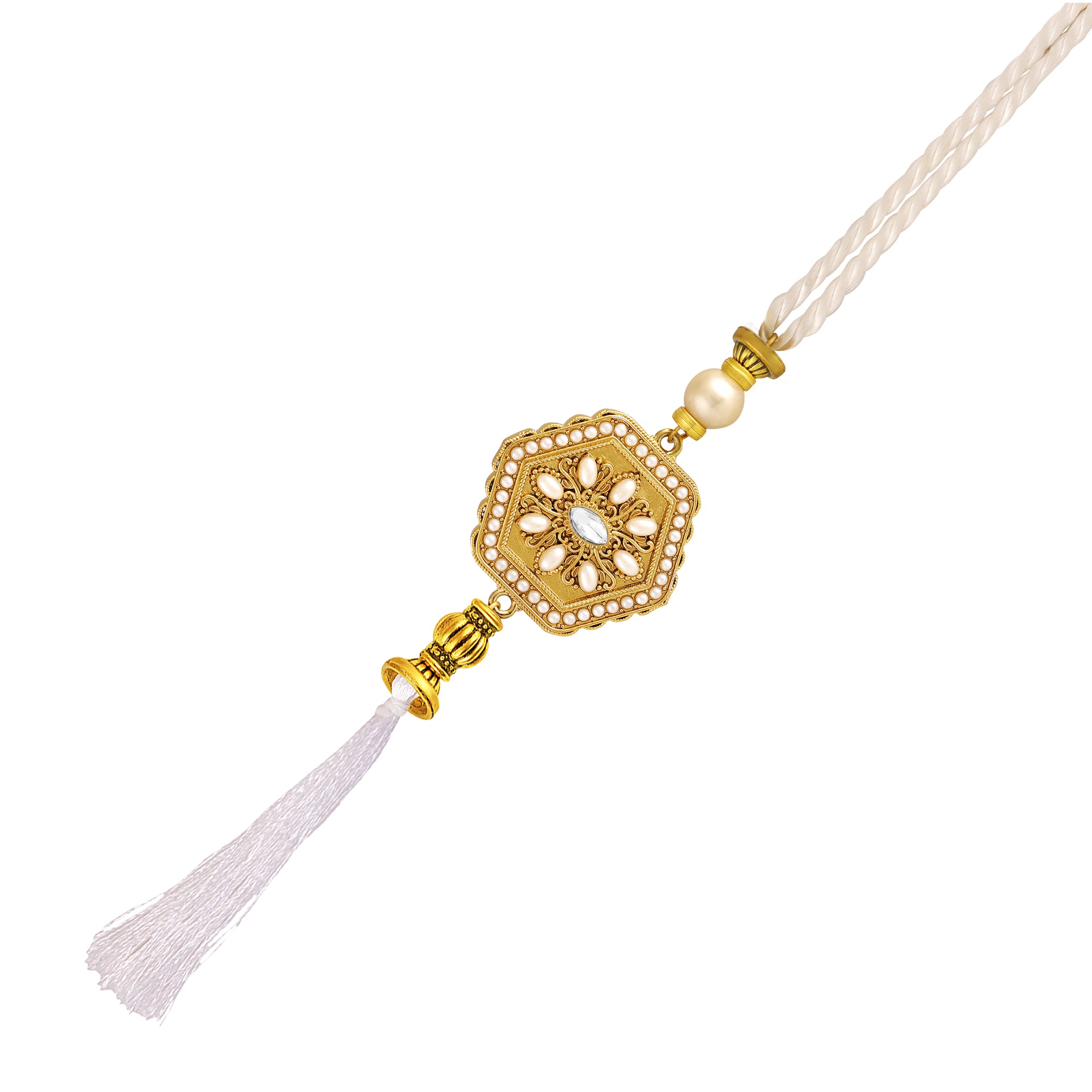 Royal White & Gold Lumba Rakhi
