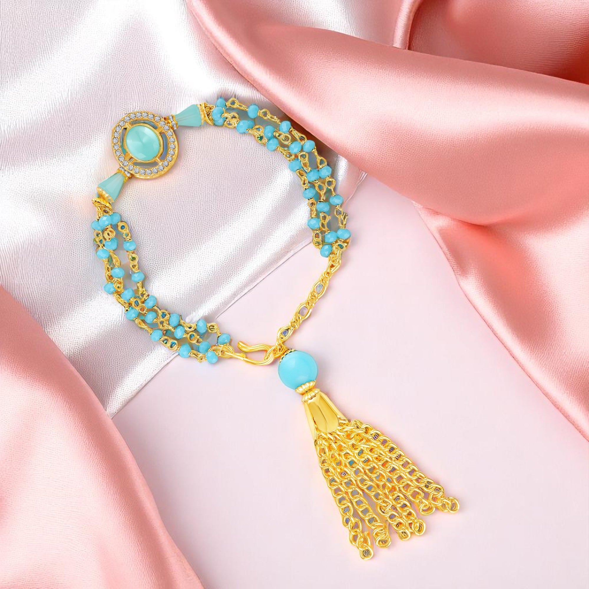 Sky Blue Lumba Rakhi for Bhabhi