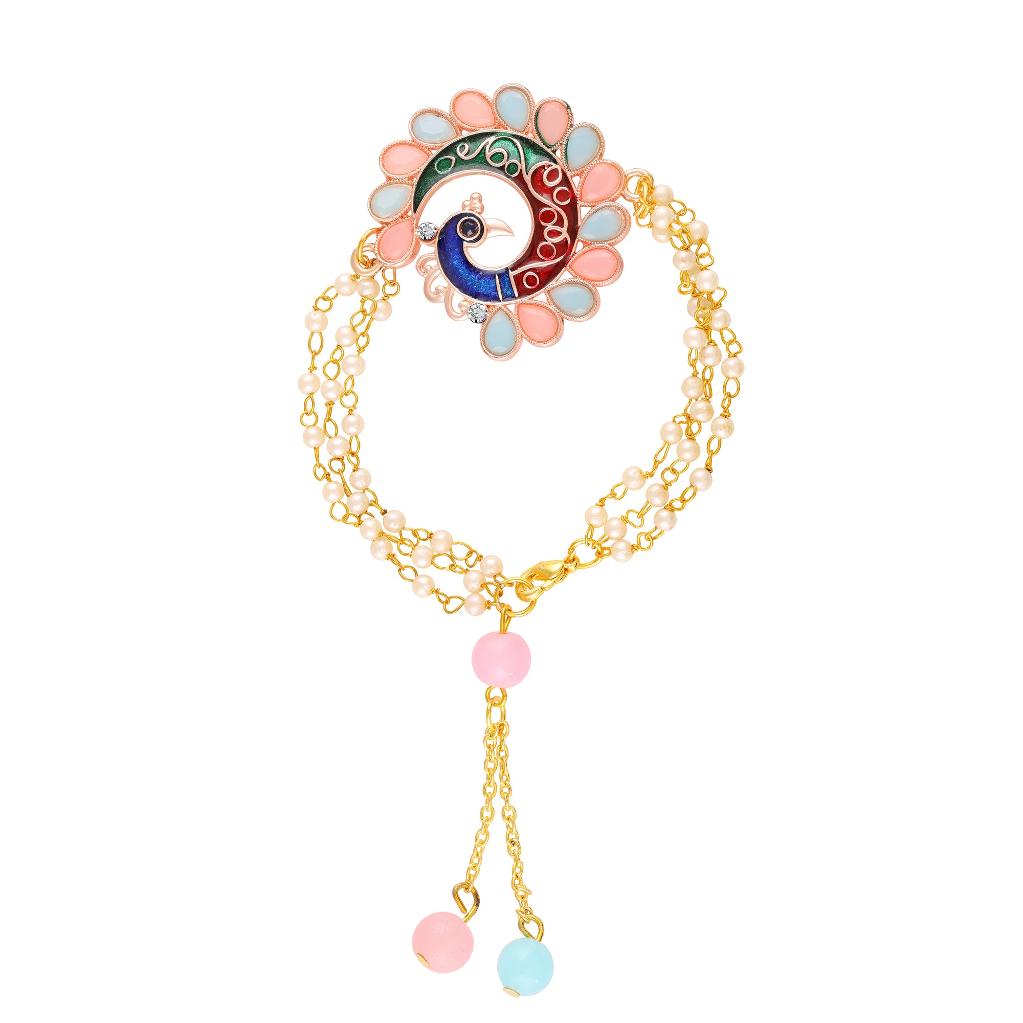 Multicolor Peacock-Shaped Lumba Rakhi for Bhabhi