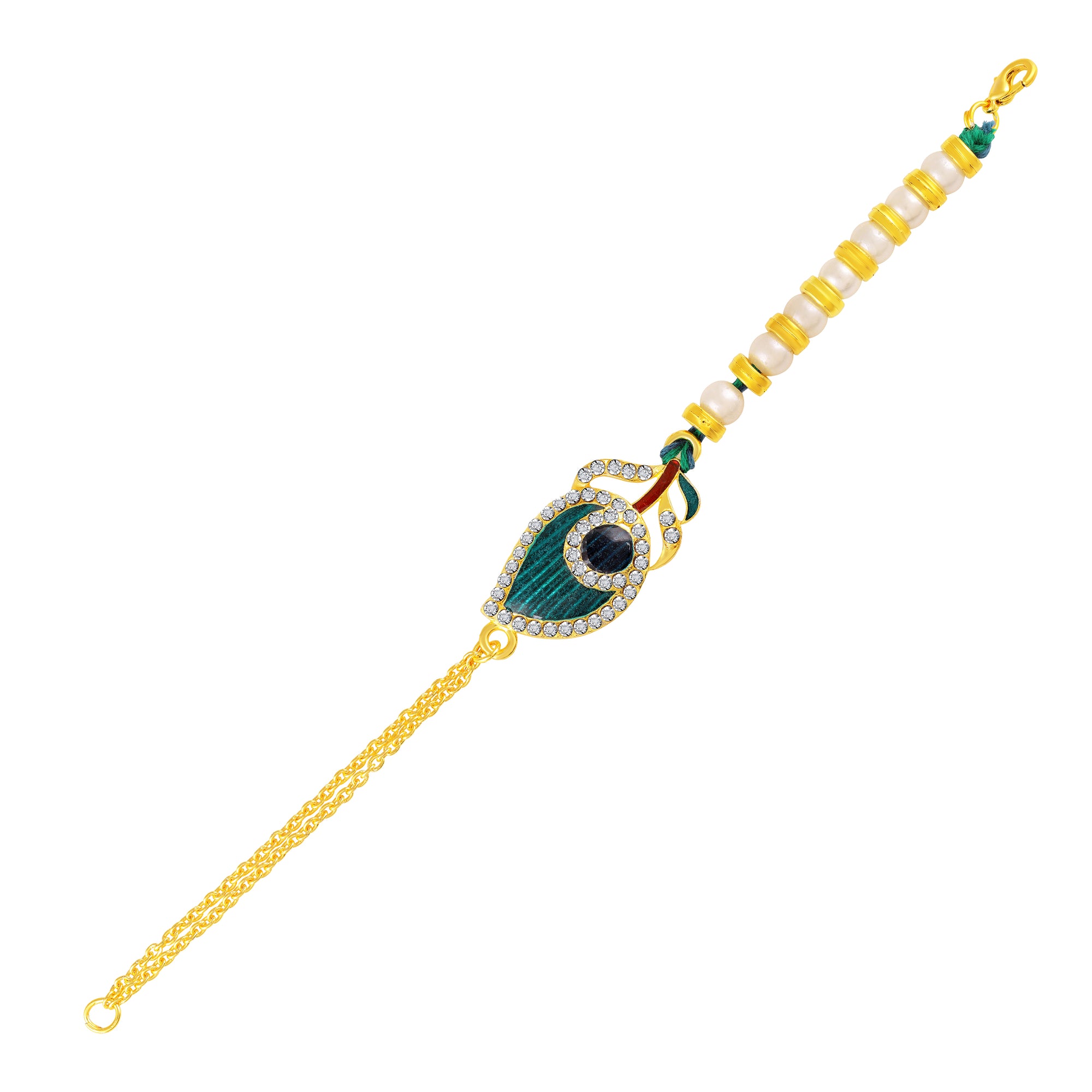 Peacock-Feather-Themed Lumba Rakhi for Bhabhi