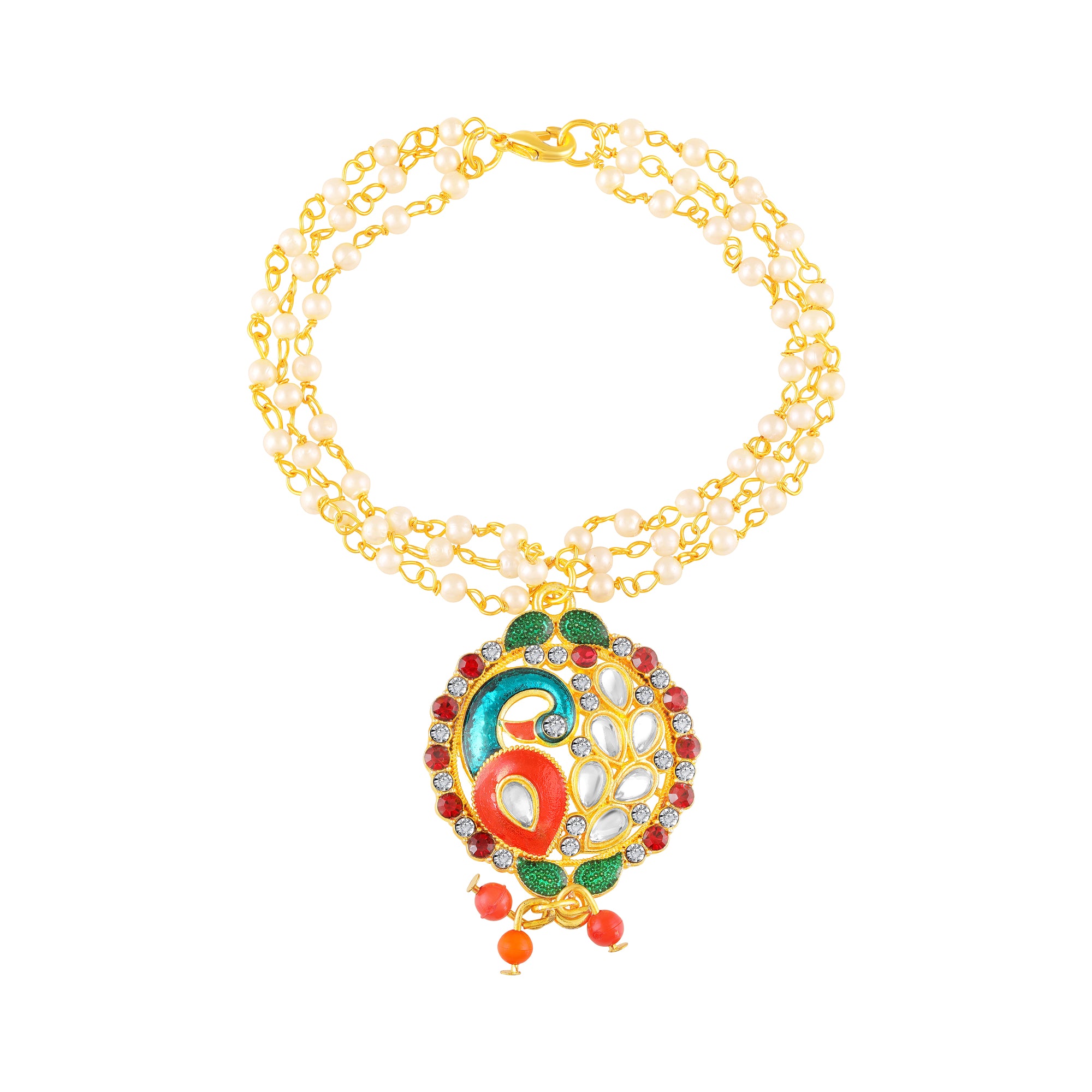 Traditional Multicolor Peacock-Shaped Lumba Rakhi for Bhabhi