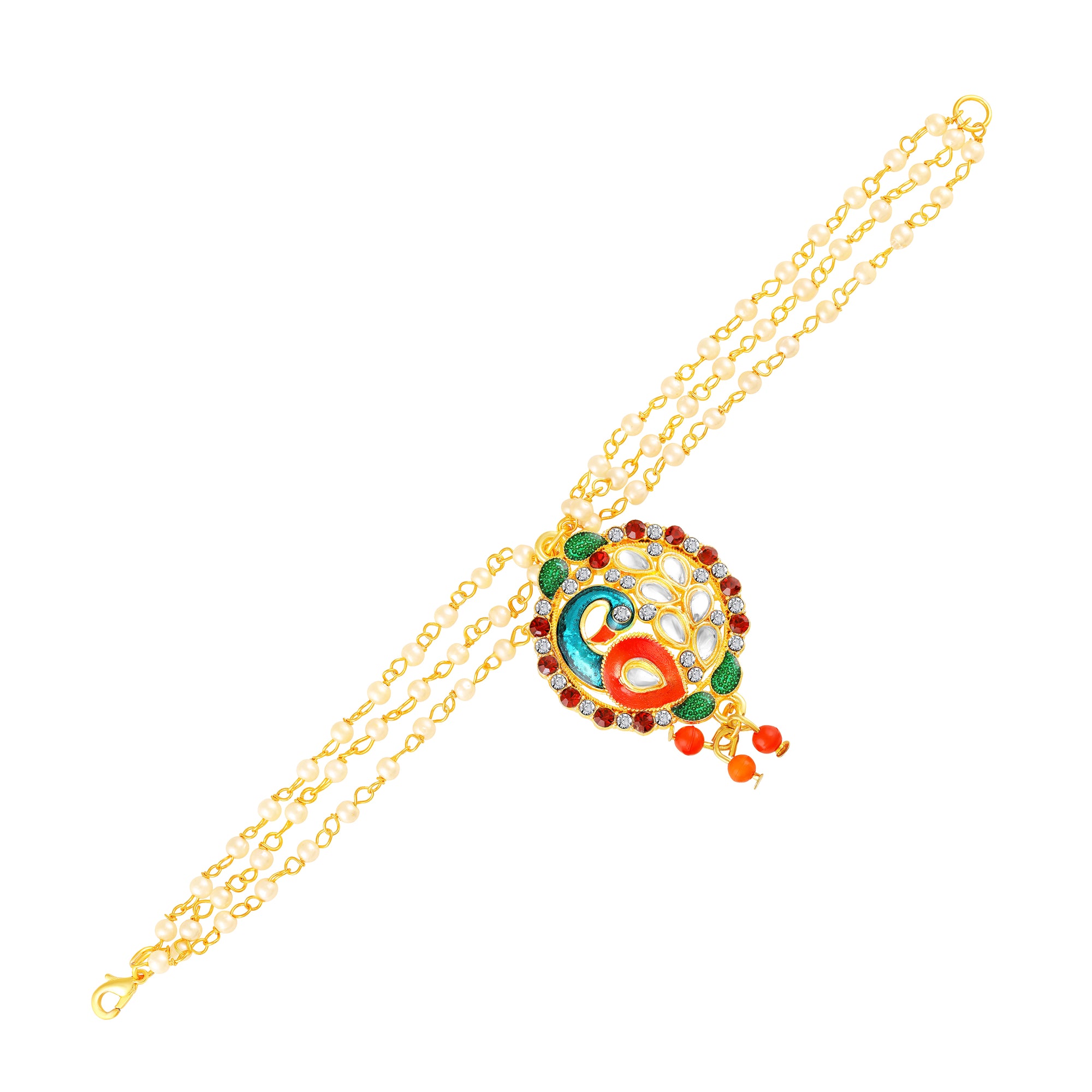 Traditional Multicolor Peacock-Shaped Lumba Rakhi for Bhabhi