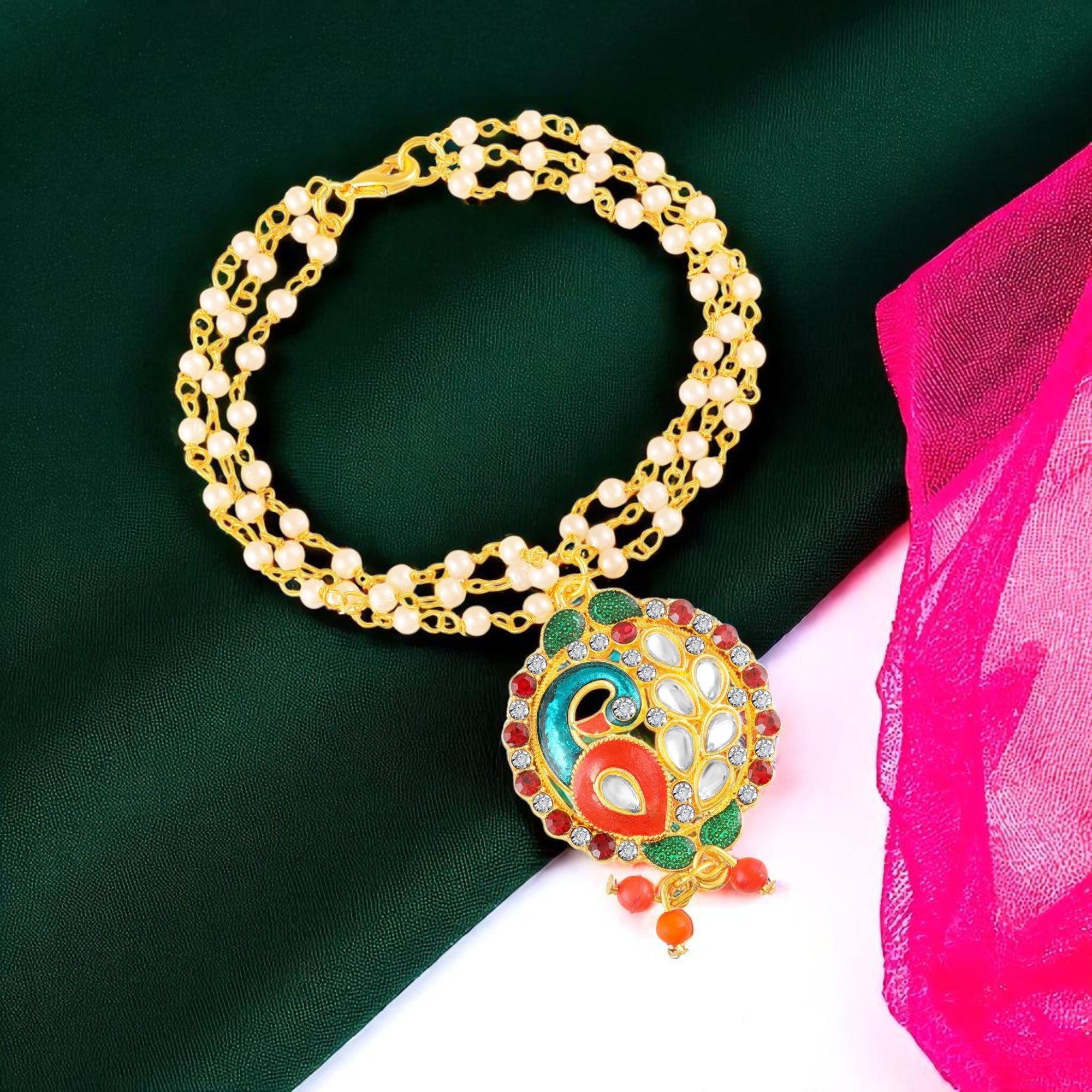 Traditional Multicolor Peacock-Shaped Lumba Rakhi for Bhabhi