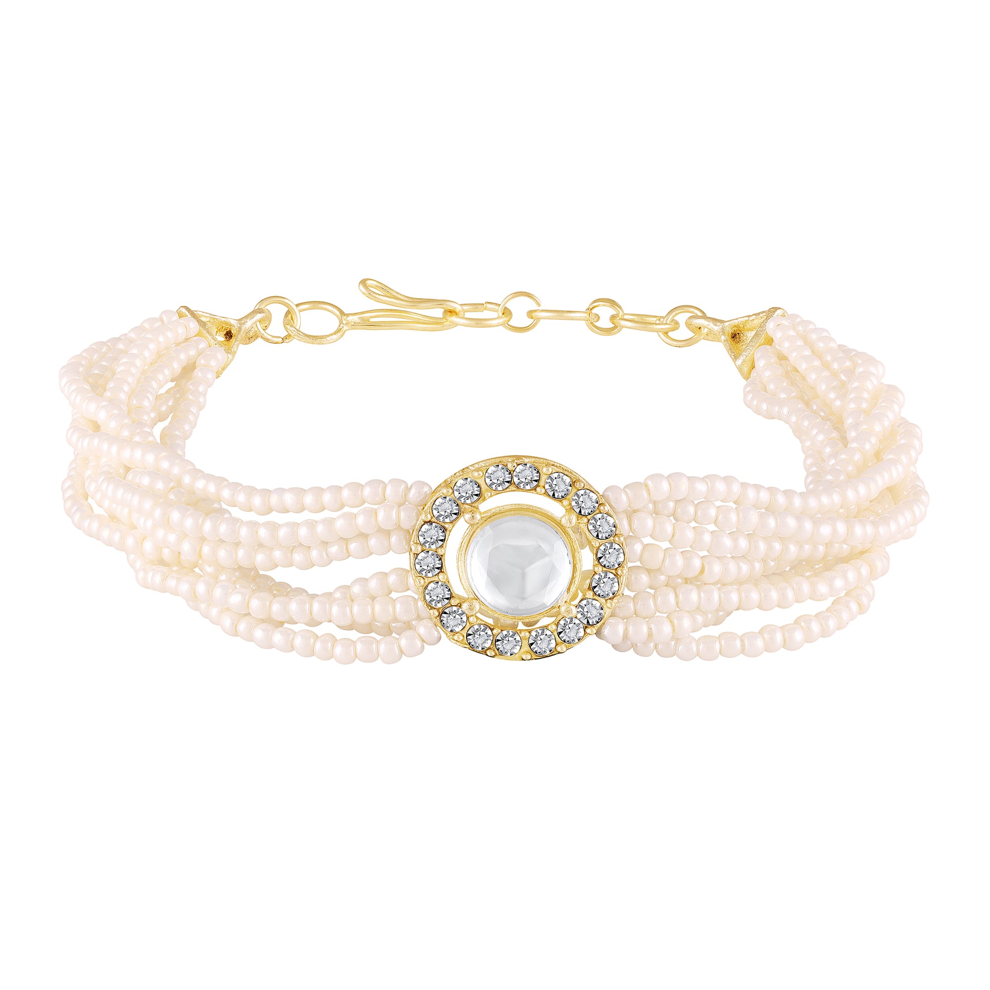 Elegant White Artificial Pearl Lumba Rakhi for Bhabhi