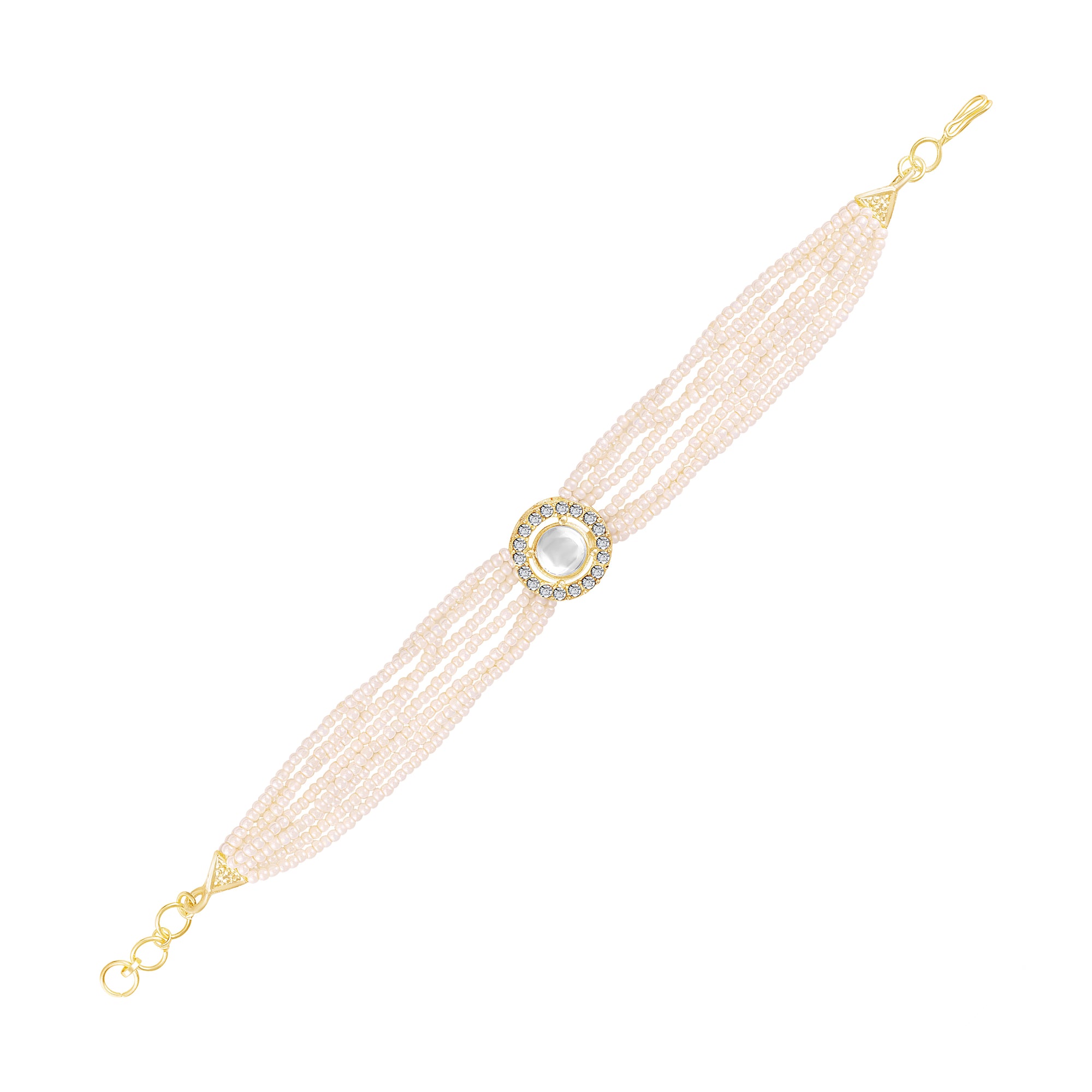 Elegant White Artificial Pearl Lumba Rakhi for Bhabhi