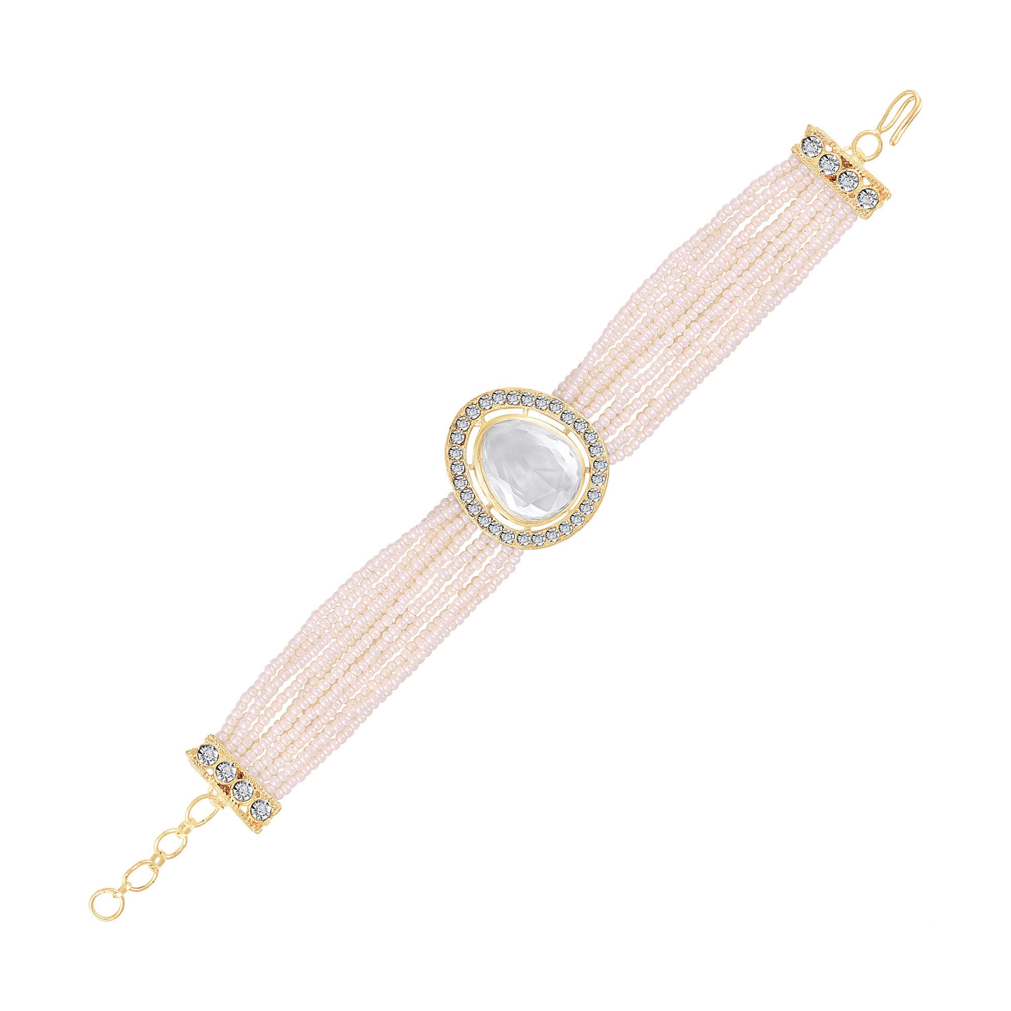Elegant White Artificial Pearl Lumba Rakhi for Bhabhi