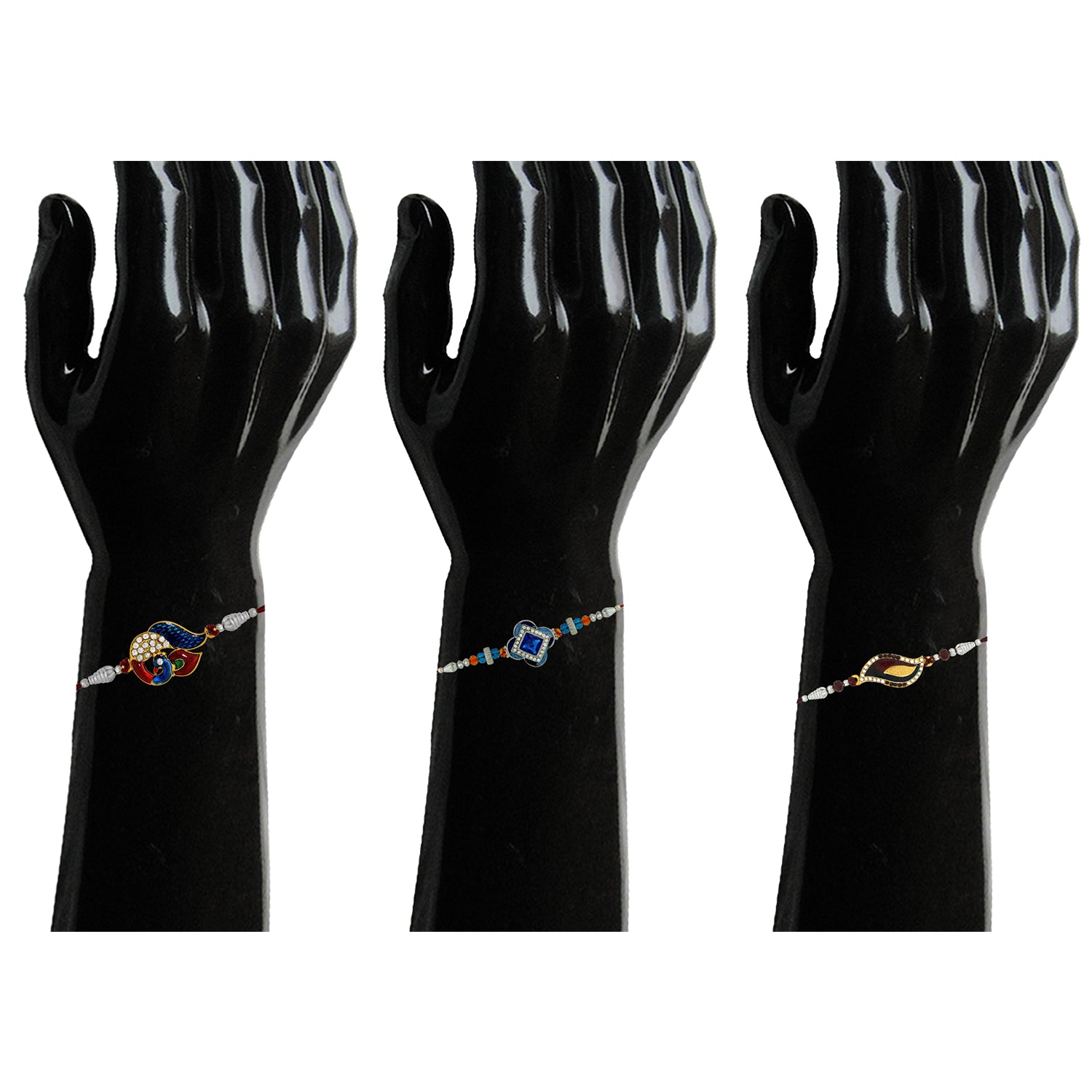 Gleaming Crystals Meenakari Rakhi combo