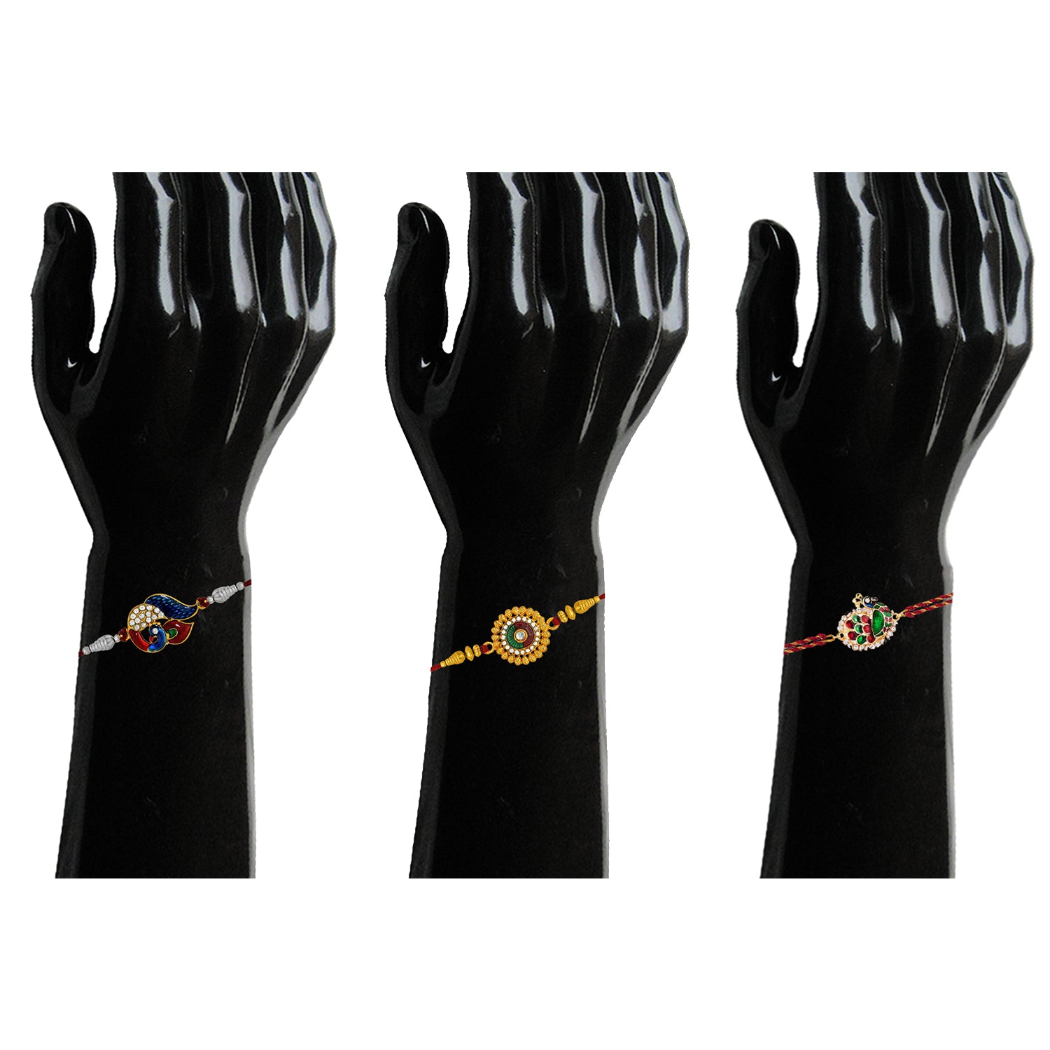 Mesmerising Peacock Meenakari rakhis combo