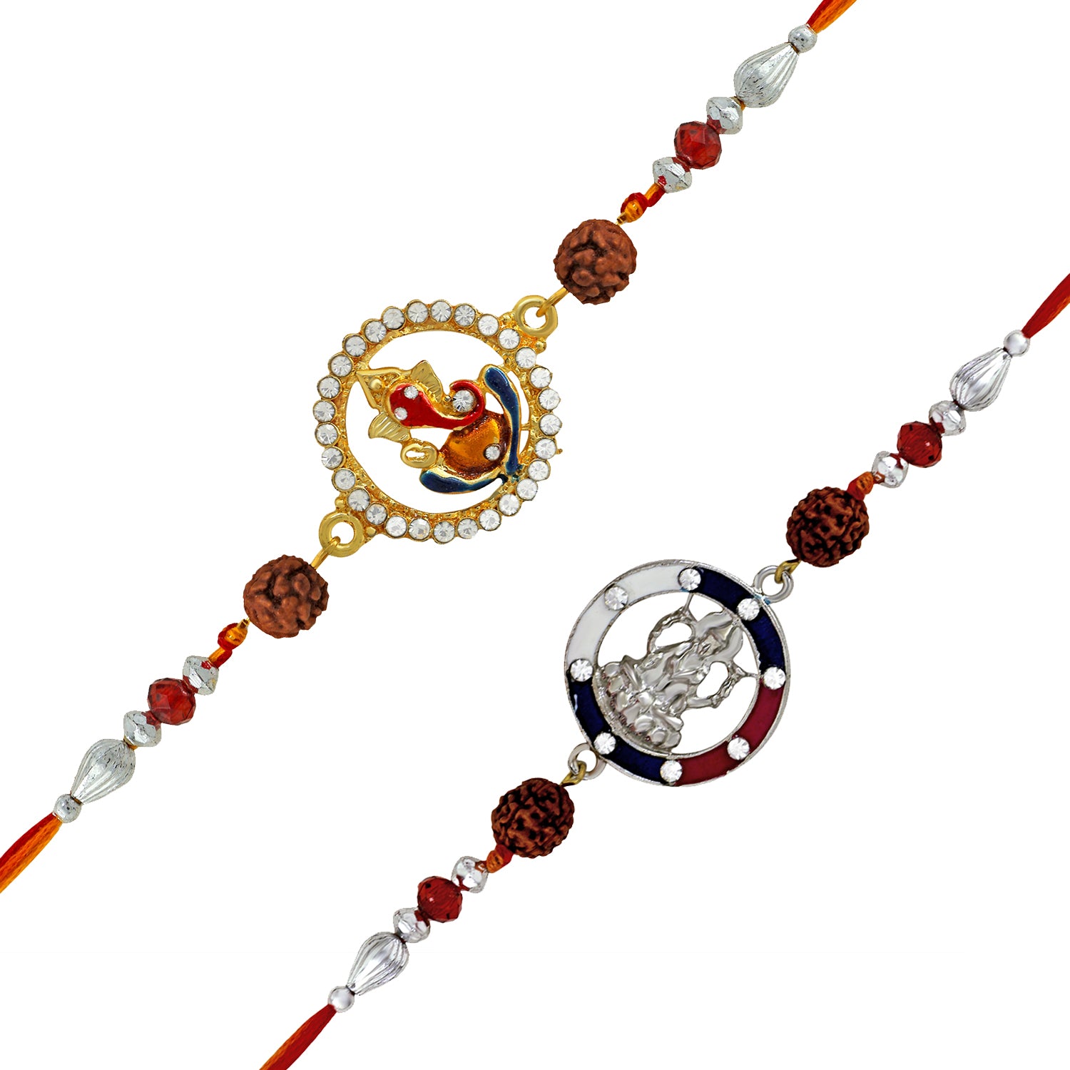 Spiritual Ganesha and Laxmi mata Rudraksha Rakhi combo