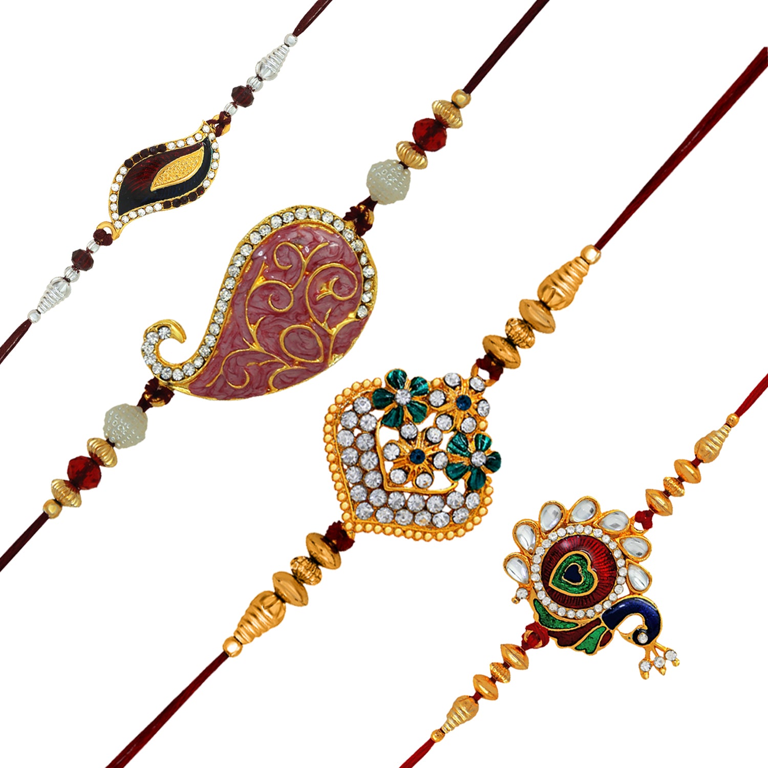 Beautiful Assorted Meena work Rakhis combo