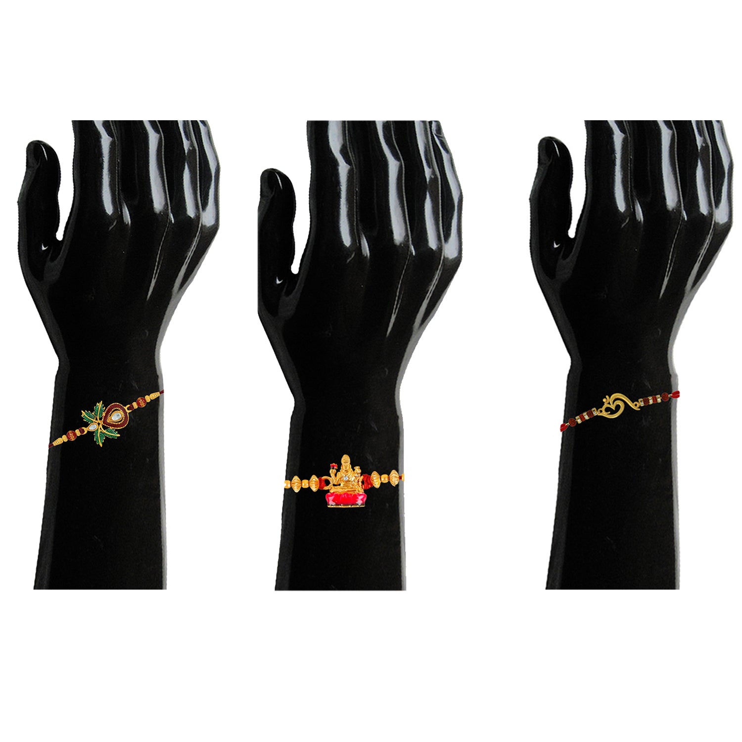 Spiritual Hanuman, Ganesha and Om rakhi combo