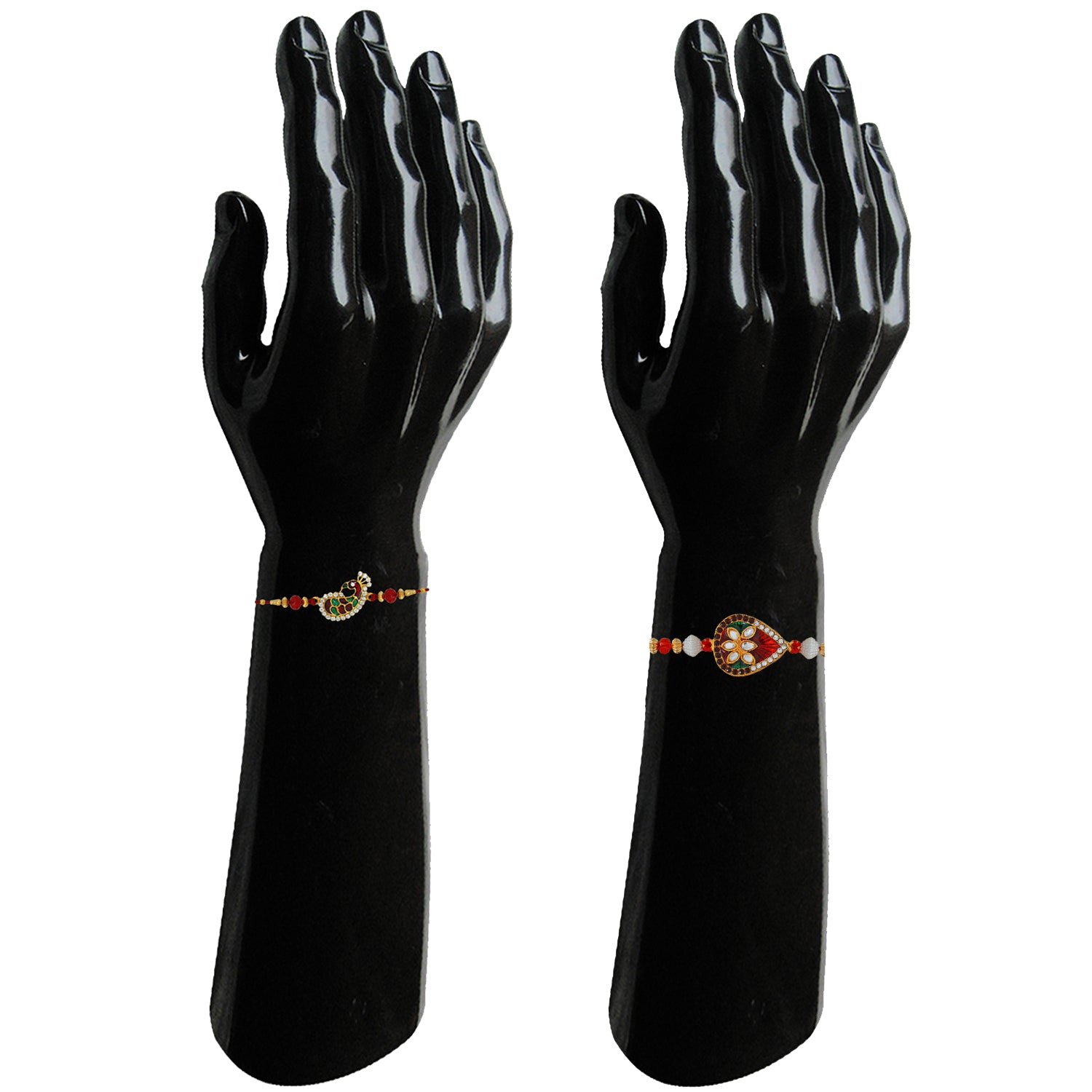 Combo of 2 Attractive Meenakari work Feathery Peacock Rakhi (Bracelet)