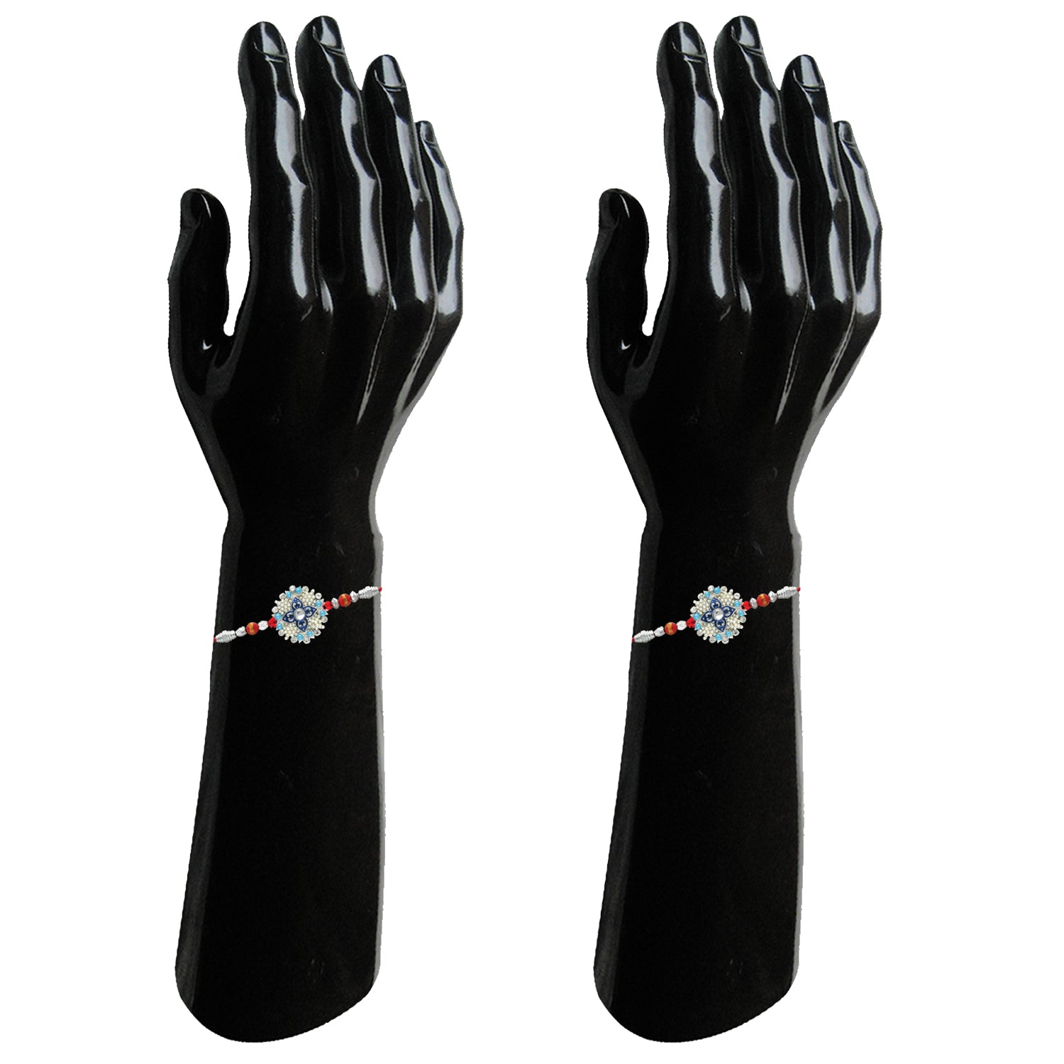 Combo of 2 Florid Rakhi with Crystals and Artificial Pearls