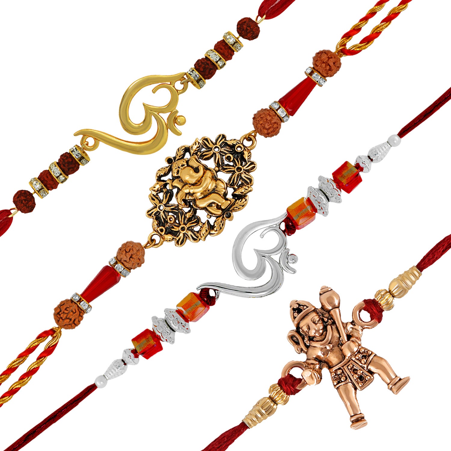 Combo of Om, Ganesha and Hanuman Rakhis