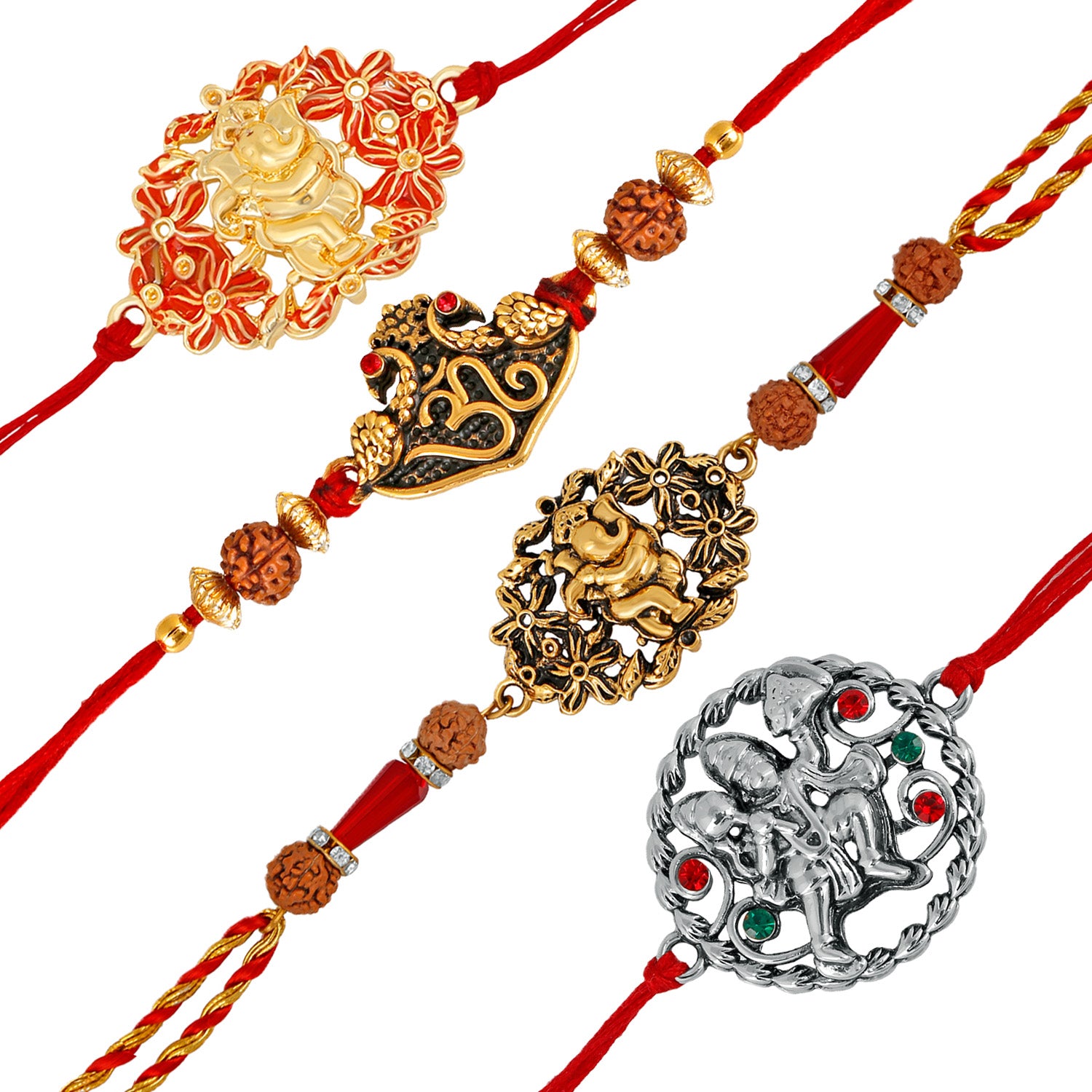Combo of Om, Ganesha and Hanuman Rakhis