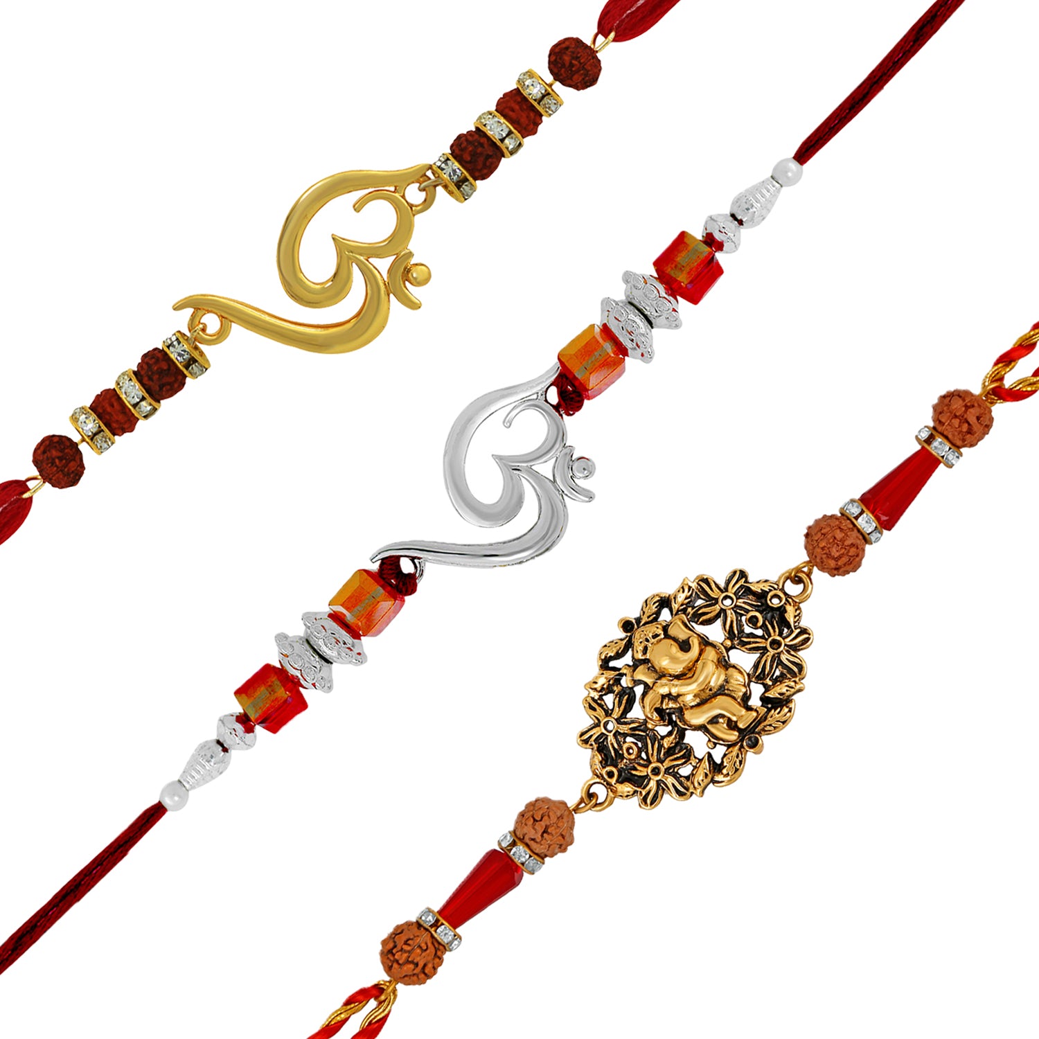 Combo of Om, Ganesha and Hanuman Rakhis