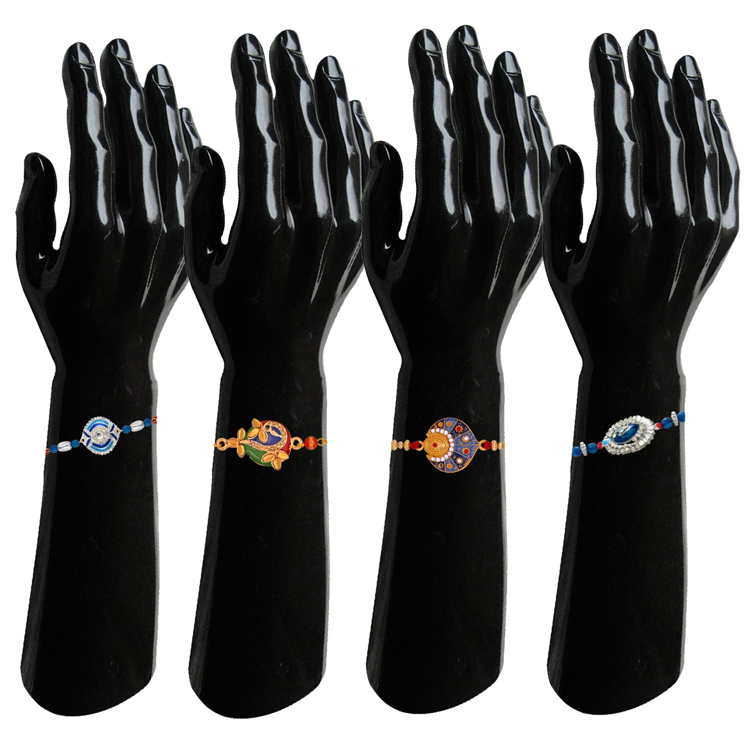 Combo of Four Designer Rakhis with Meenakari Work