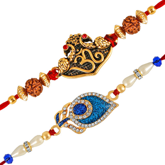 Combo of Om and Peacock Feather Rakhi