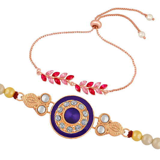 Exclusive Combo of 2 Pcs Handmade Dori Beads Worked Bhaiya Bhabhi Combo Rakhi Bracelet