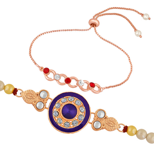 Exclusive Combo of 2 Pcs Handmade Dori Beads Worked Bhaiya Bhabhi Combo Rakhi Bracelet
