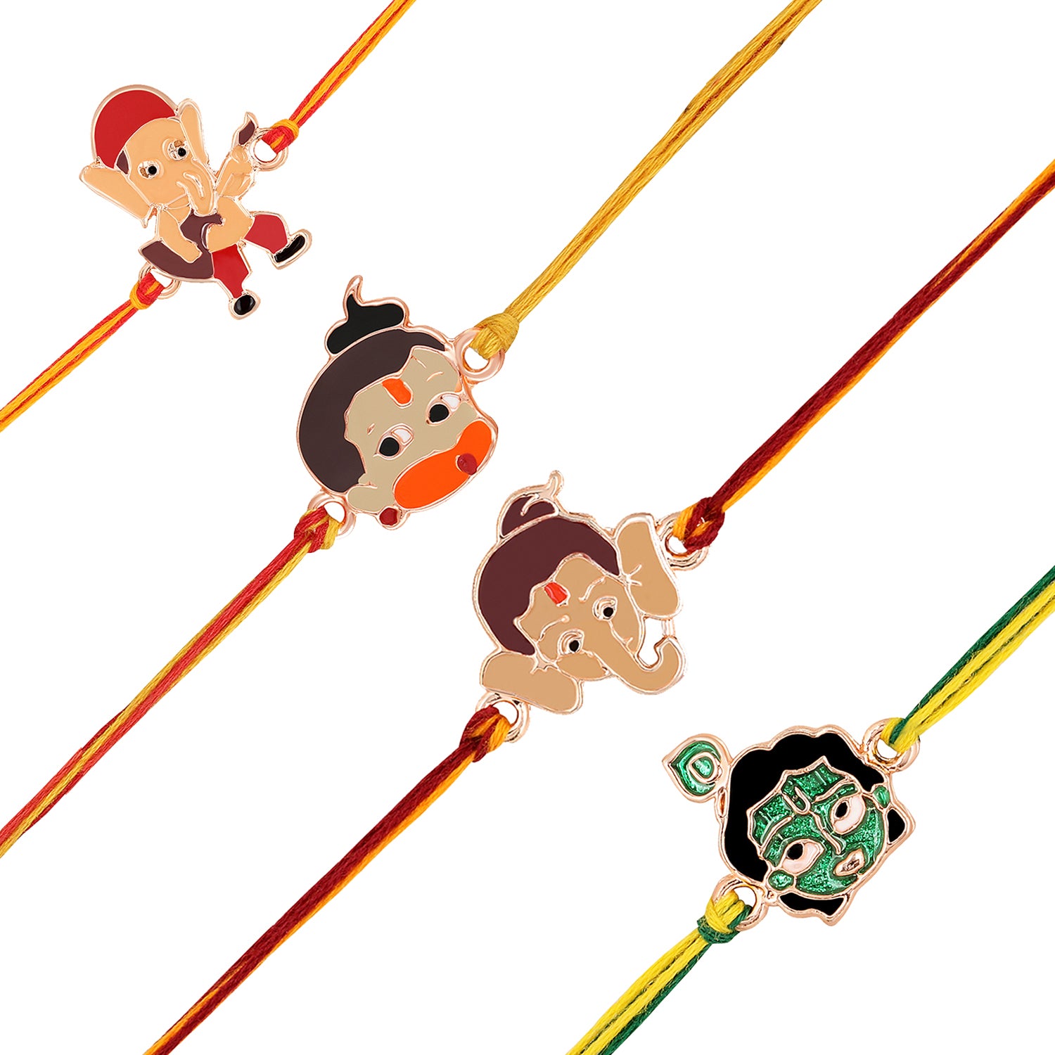 Combo of Bal Hanuman Bal Ganesh and Bal Krishna Kids Rakhi
