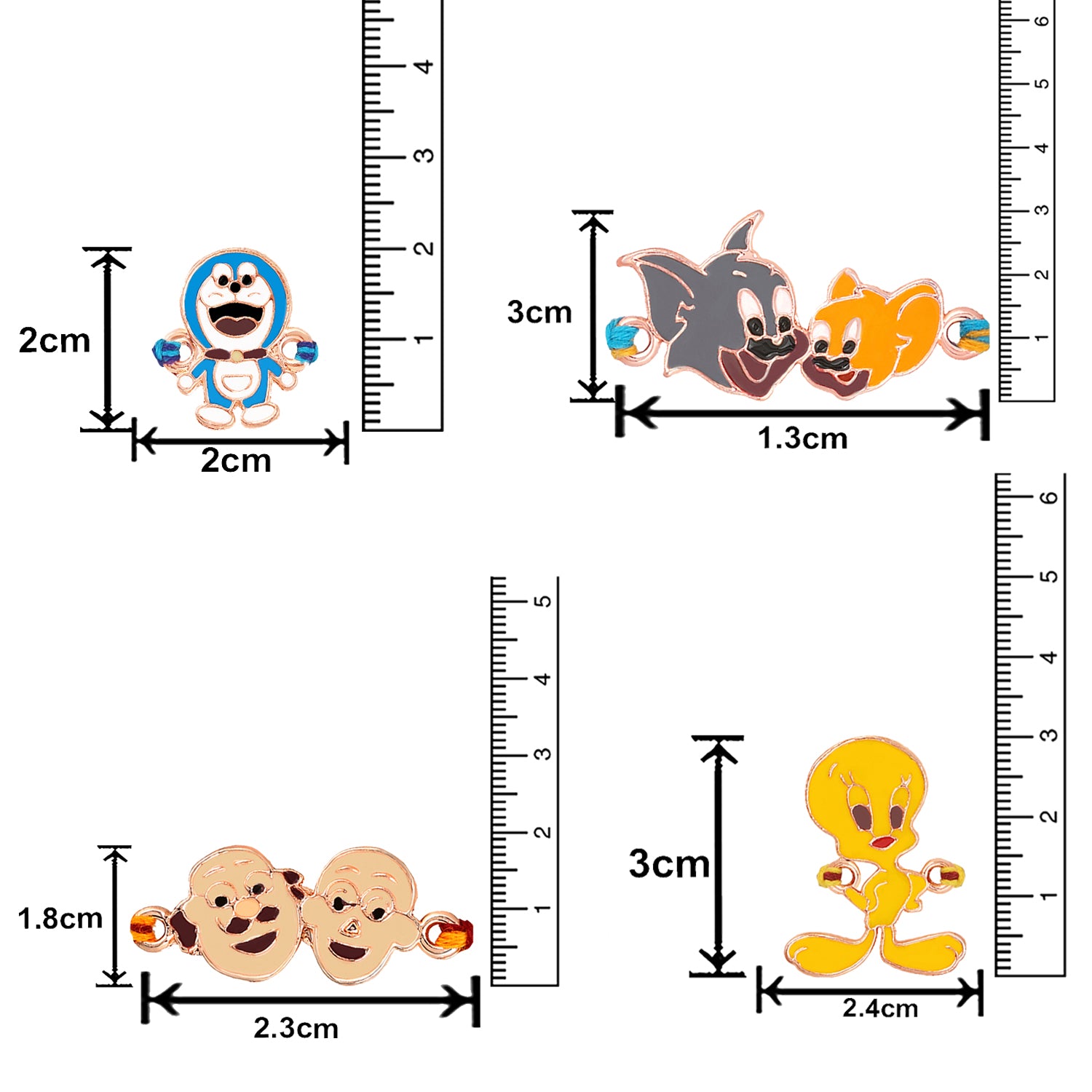 Combo of 4 Popular Trendy Cartoon Multicolor Kids Rakhi