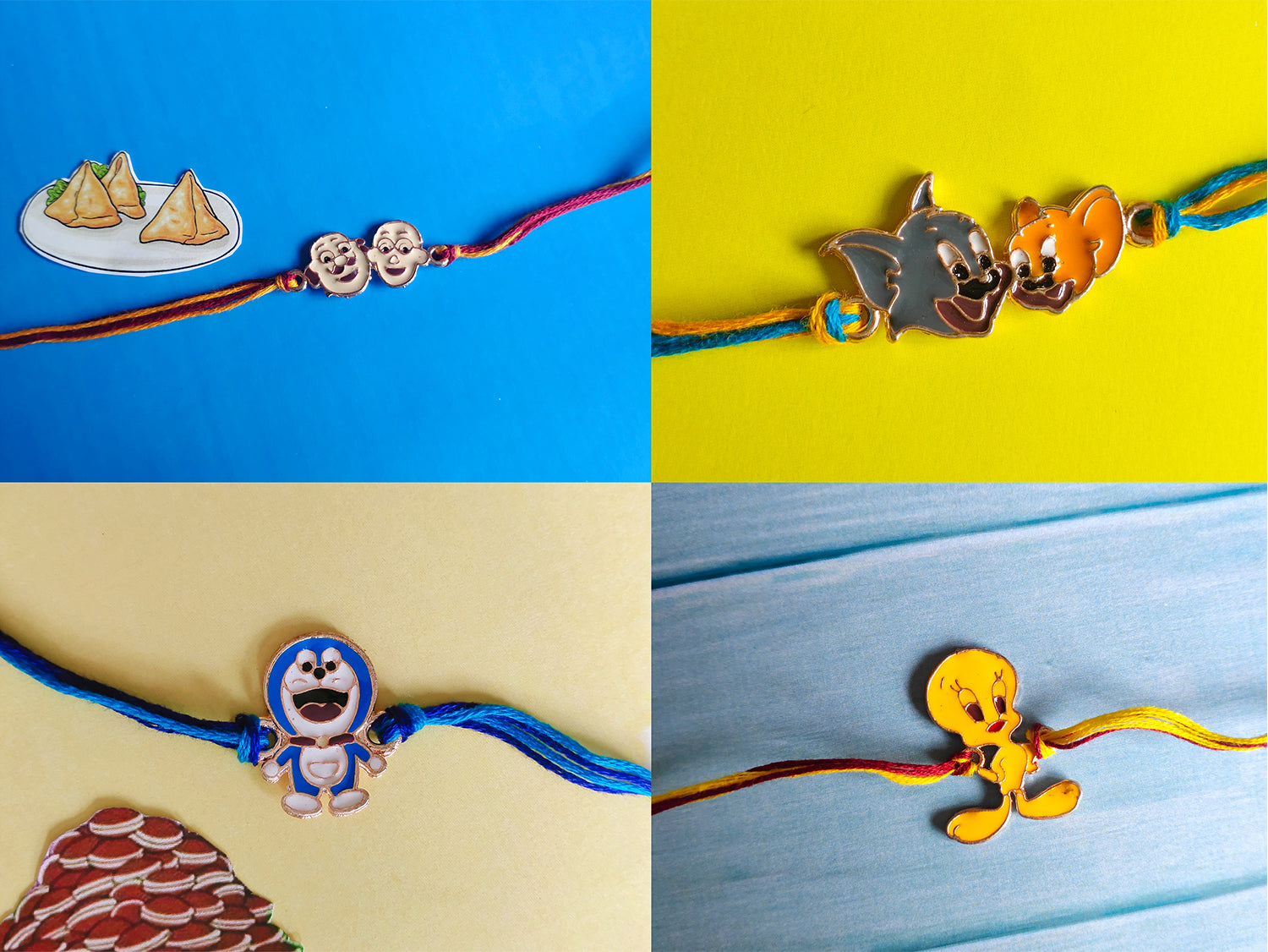 Combo of 4 Popular Trendy Cartoon Multicolor Kids Rakhi