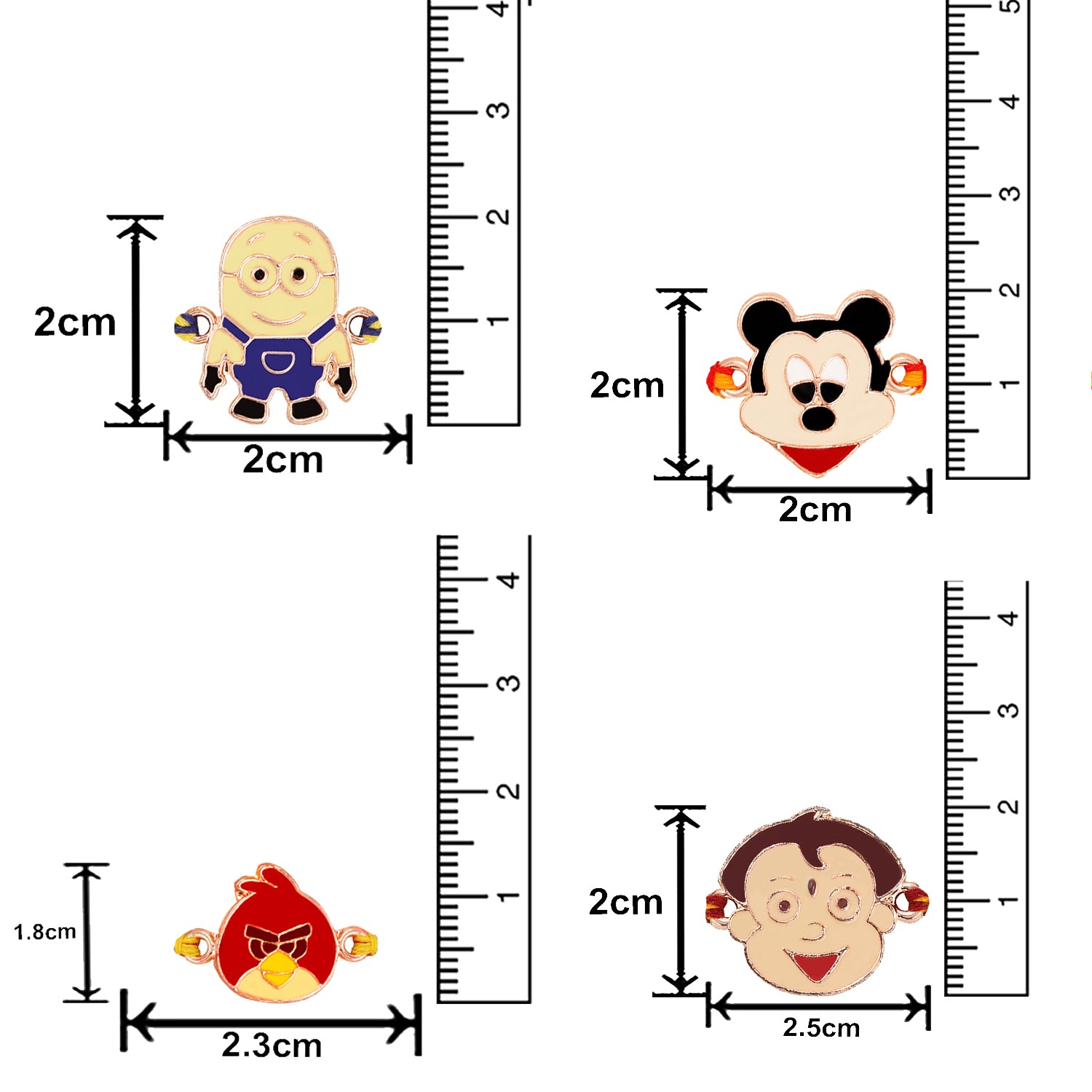 Combo of 4 Popular Trendy Colorful Cartoon Kids Rakhi