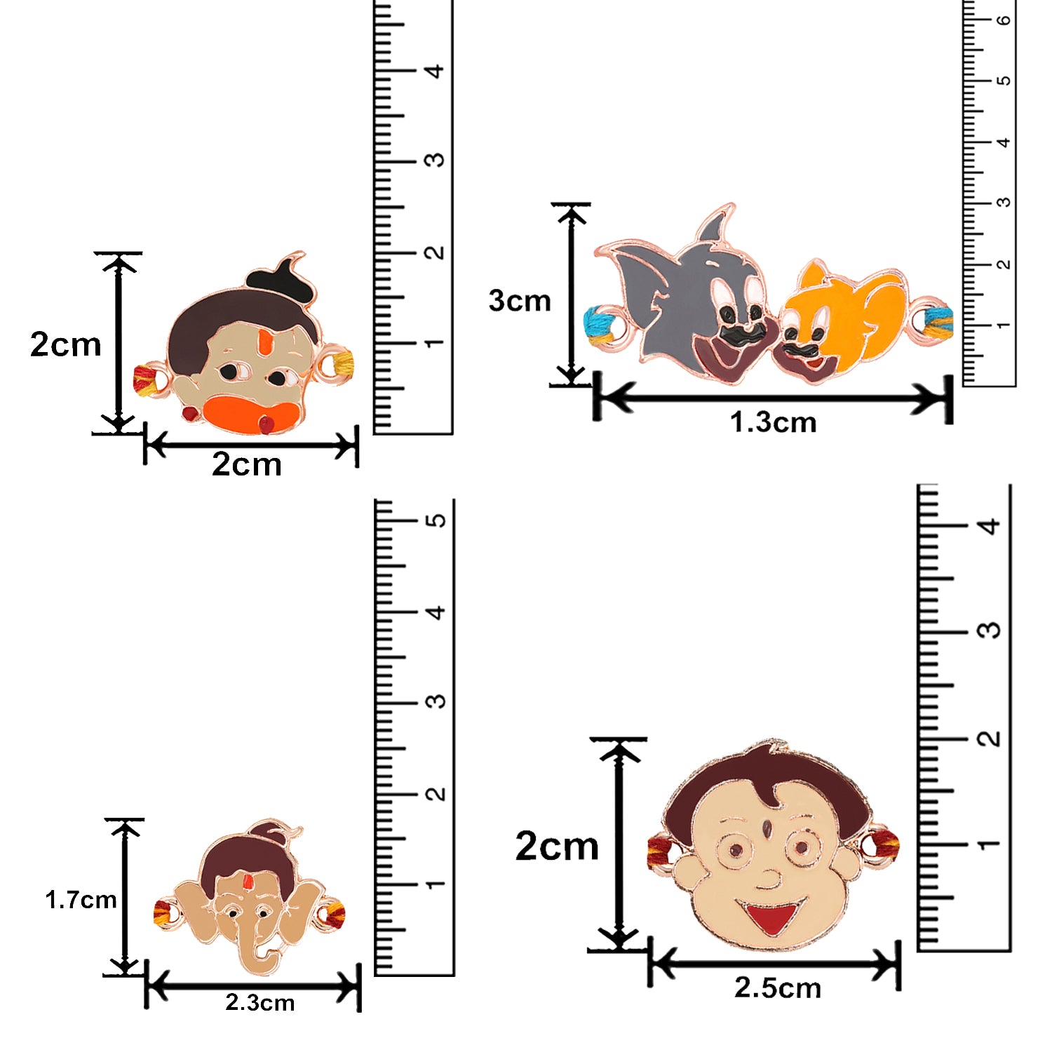 Combo of 2 God and 2 Cartoon Rakhis