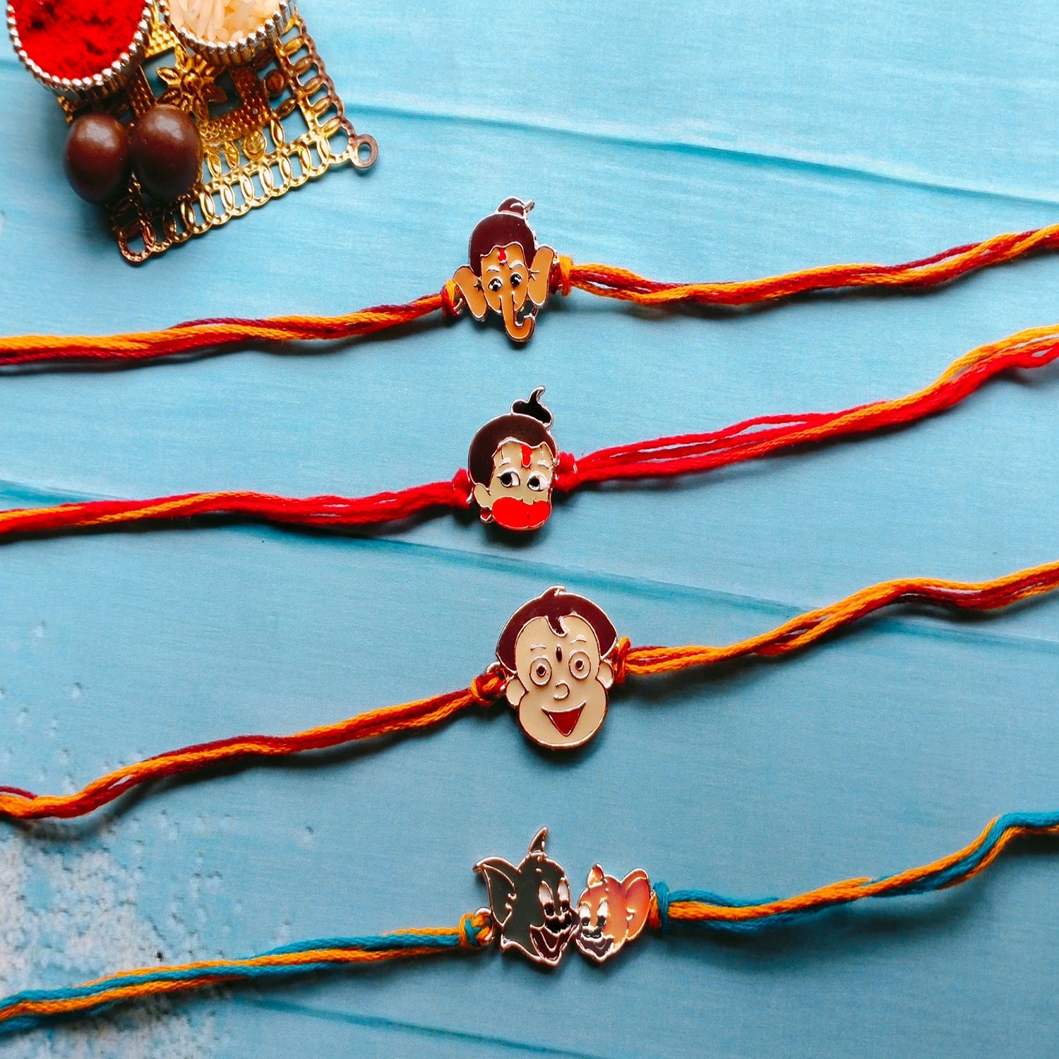 Combo of 2 God and 2 Cartoon Rakhis