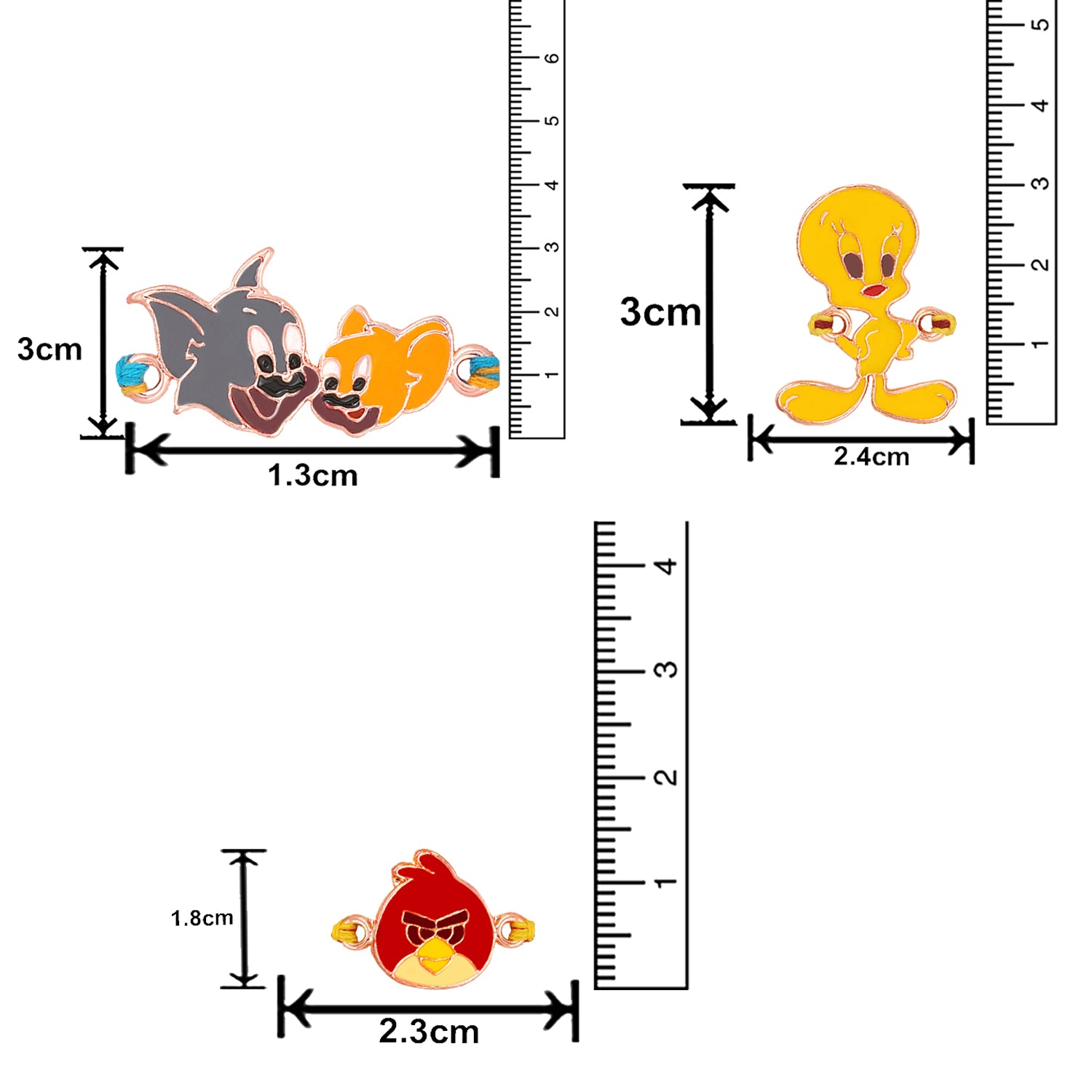 Combo of 3 Popular Trendy Multi-Color Cartoon Kids Rakhi